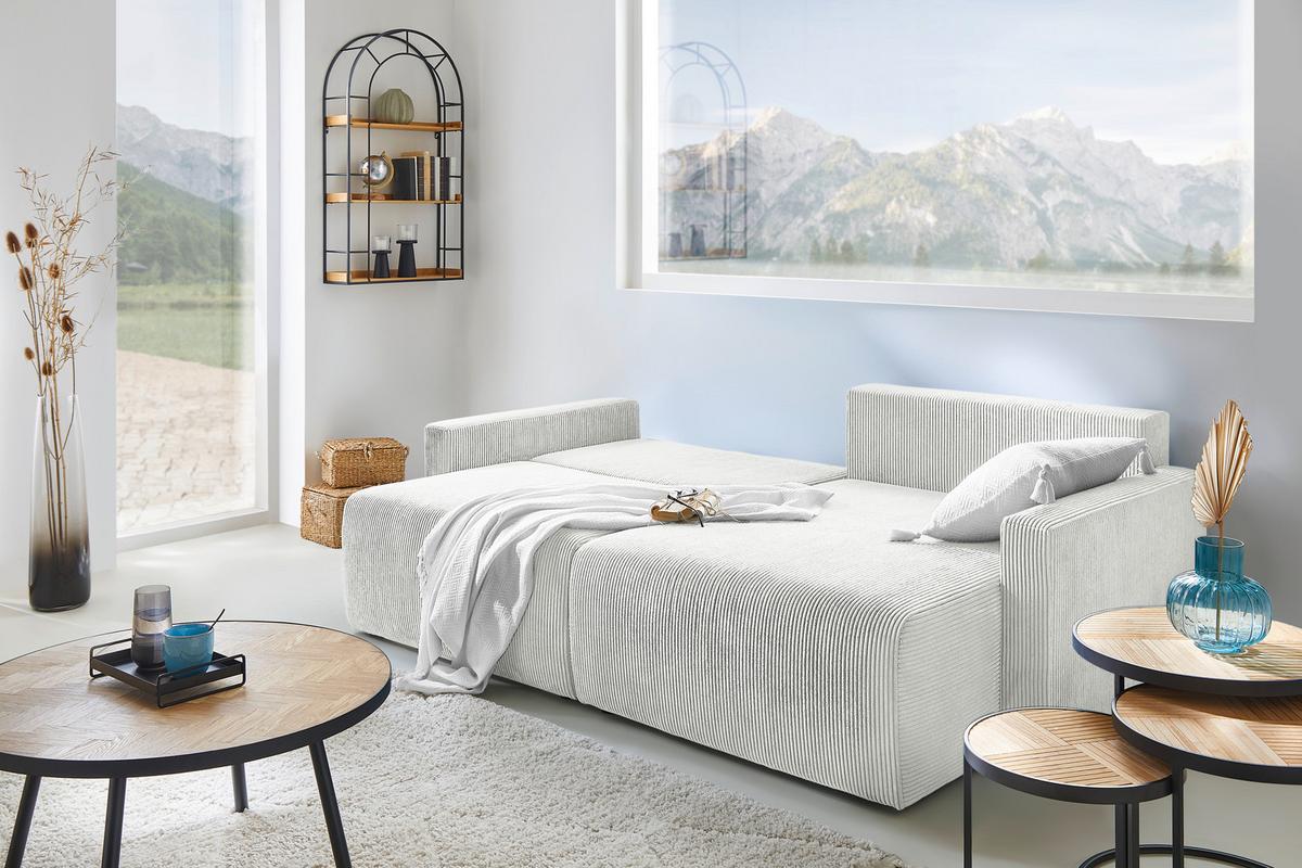 Ecksofa Dios Weiß - Schwarz/Weiß, MODERN, Holz/Kunststoff (228/91/146cm) - Based