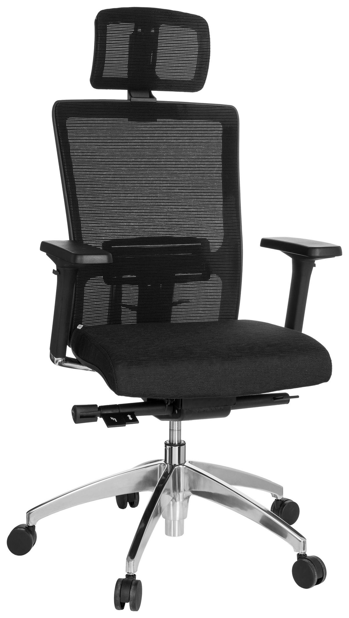 Drehstuhl Astra Lux Schwarz ca. 57x138x52cm - Schwarz/Alufarben, MODERN, Kunststoff/Textil (57/138/52cm) - MID.YOU