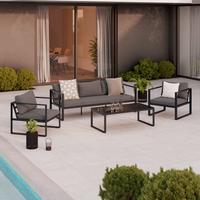 Loungegarnitur Aurelia Anthrazit, 4-teilig - Anthrazit, Modern, Glas/Textil (198/63/76cm) - Mömax