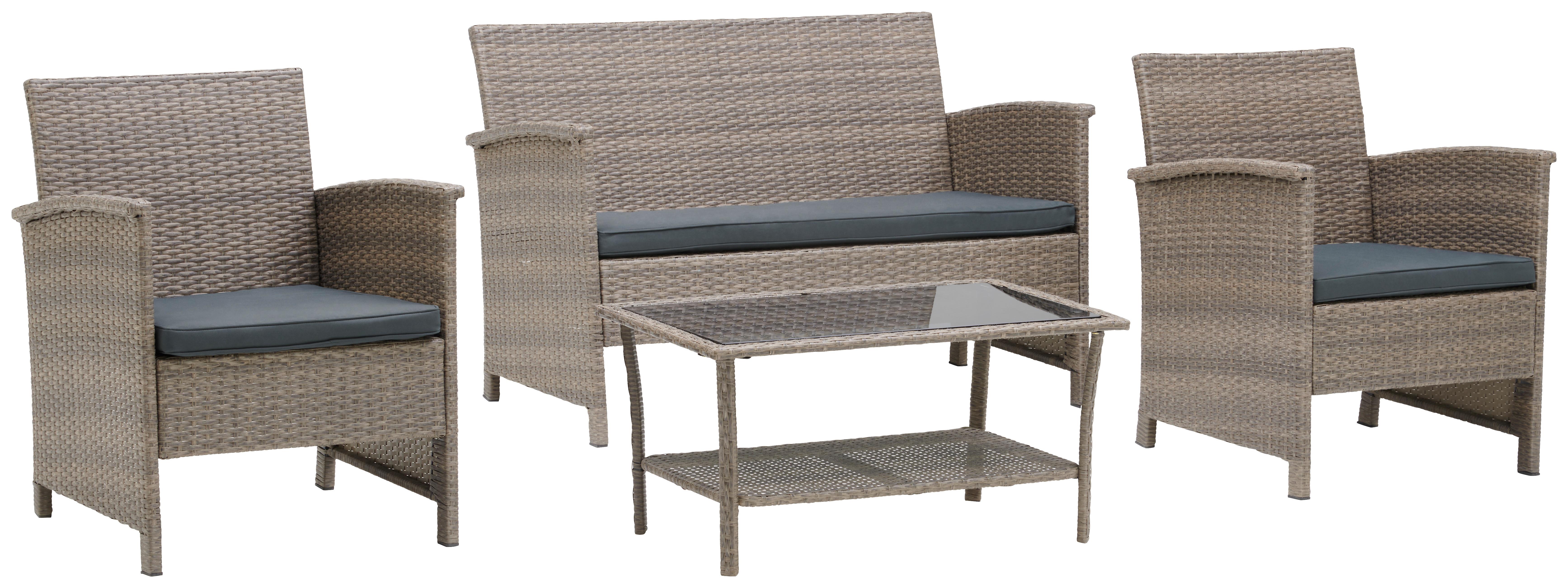 Lounge Garnitura Barbara, Siva - temno siva/črna, Moderno, kovina/umetna masa - Modern Living