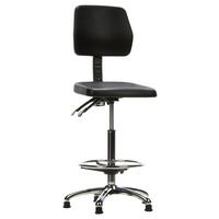 Bürohocker Top Work 11 Schwarz/Chromfarben - Chromfarben/Schwarz, MODERN, Kunststoff/Metall (42/129/40cm) - MID.YOU