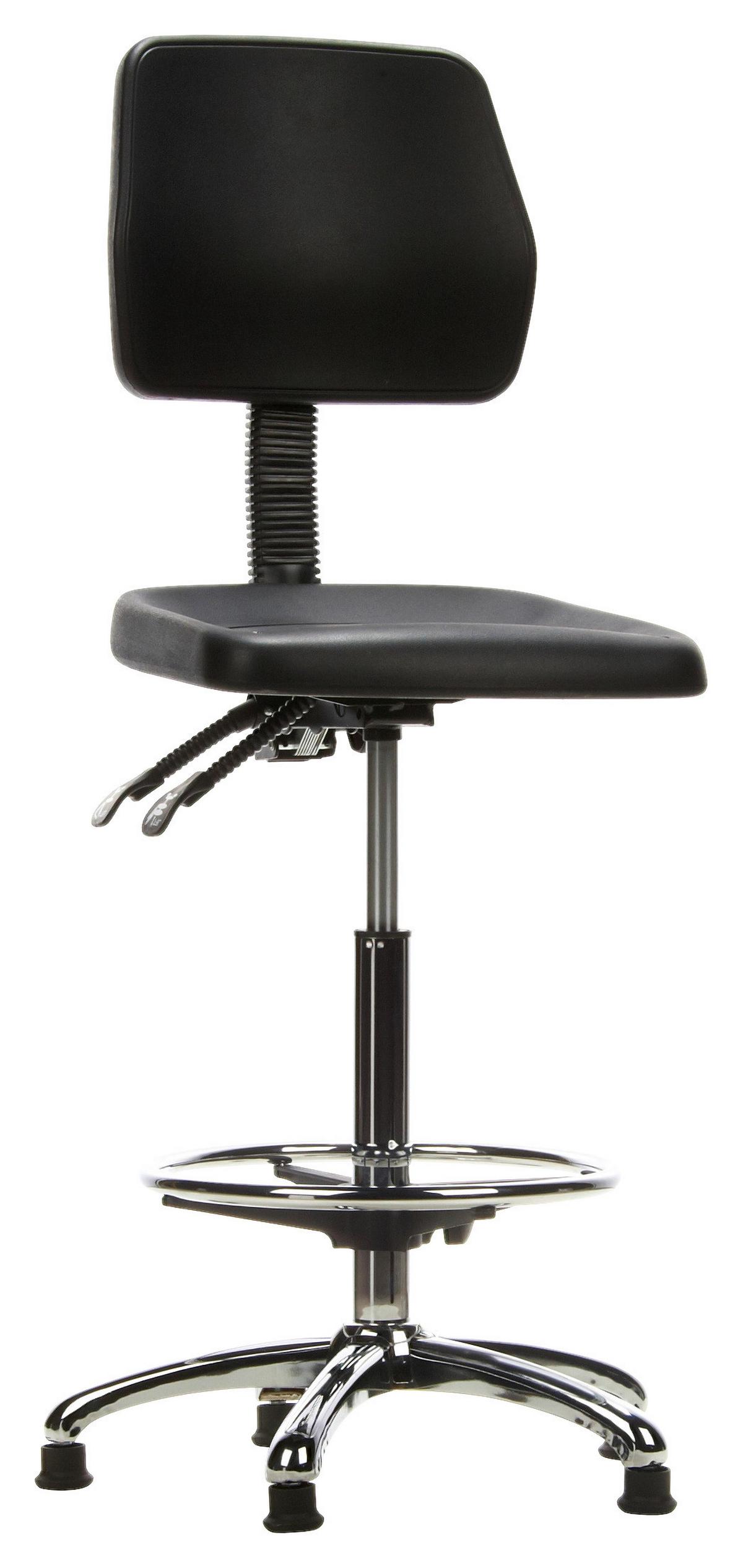Bürohocker Top Work 11 Schwarz/Chromfarben - Chromfarben/Schwarz, MODERN, Kunststoff/Metall (42/129/40cm) - MID.YOU