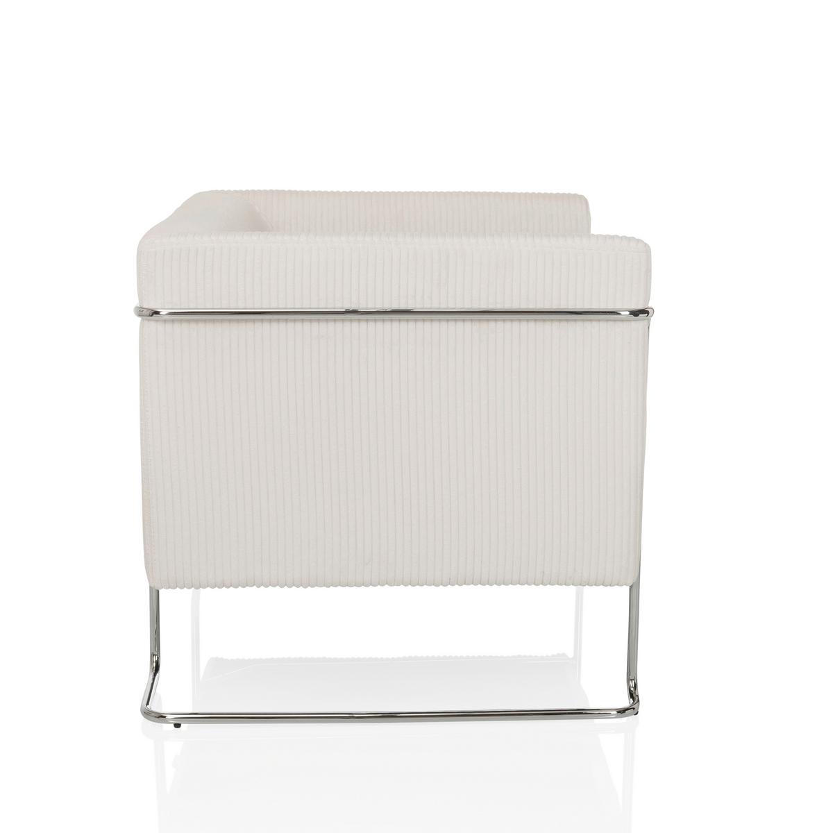 Naslanjač Curacao Cord, Bela - srebrne barve/bela, Moderno, kovina/tekstil (88/74/74cm) - MID.YOU