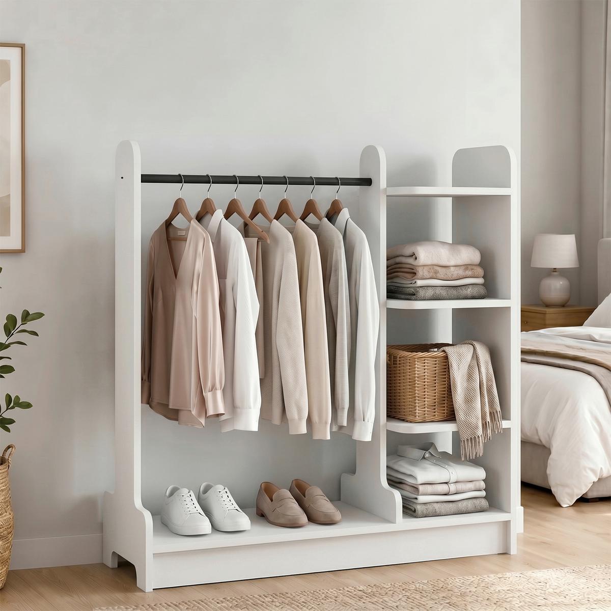 Garderobe Lempu L Weiß - Weiß, MODERN, Holzwerkstoff/Metall (106/110/35cm) - Livetastic