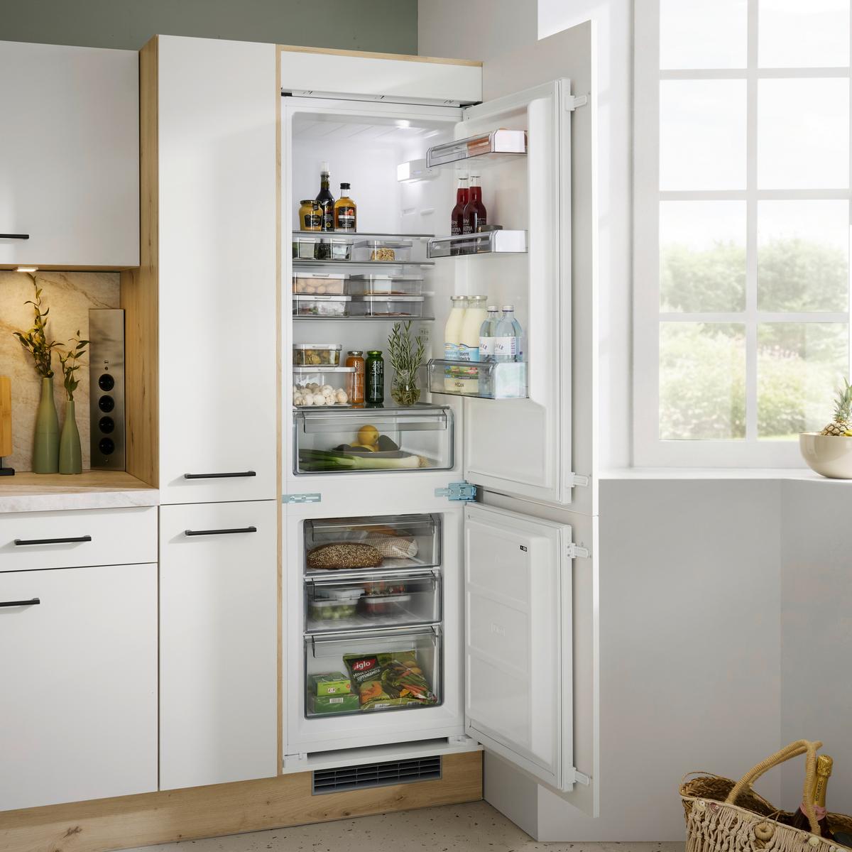 Küchenblock IP1200 o. Geräte Weiß/Eiche - Eichefarben/Schwarz, MODERN, Holzwerkstoff/Metall (310cm) - Impuls