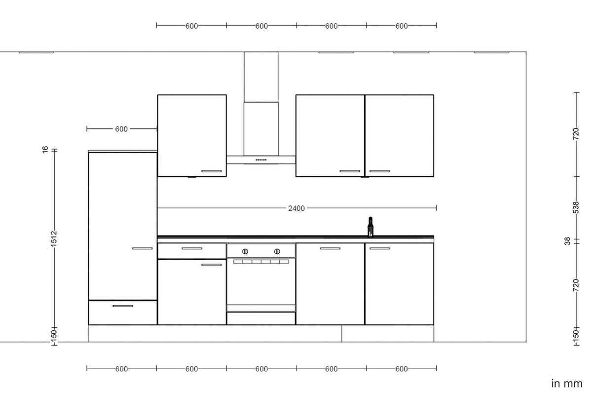 Küchenblock Flash Low m. Geräten Weiß Hochglanz - Edelstahlfarben/Eichefarben, MODERN, Holzwerkstoff/Metall (300cm) - Nobilia