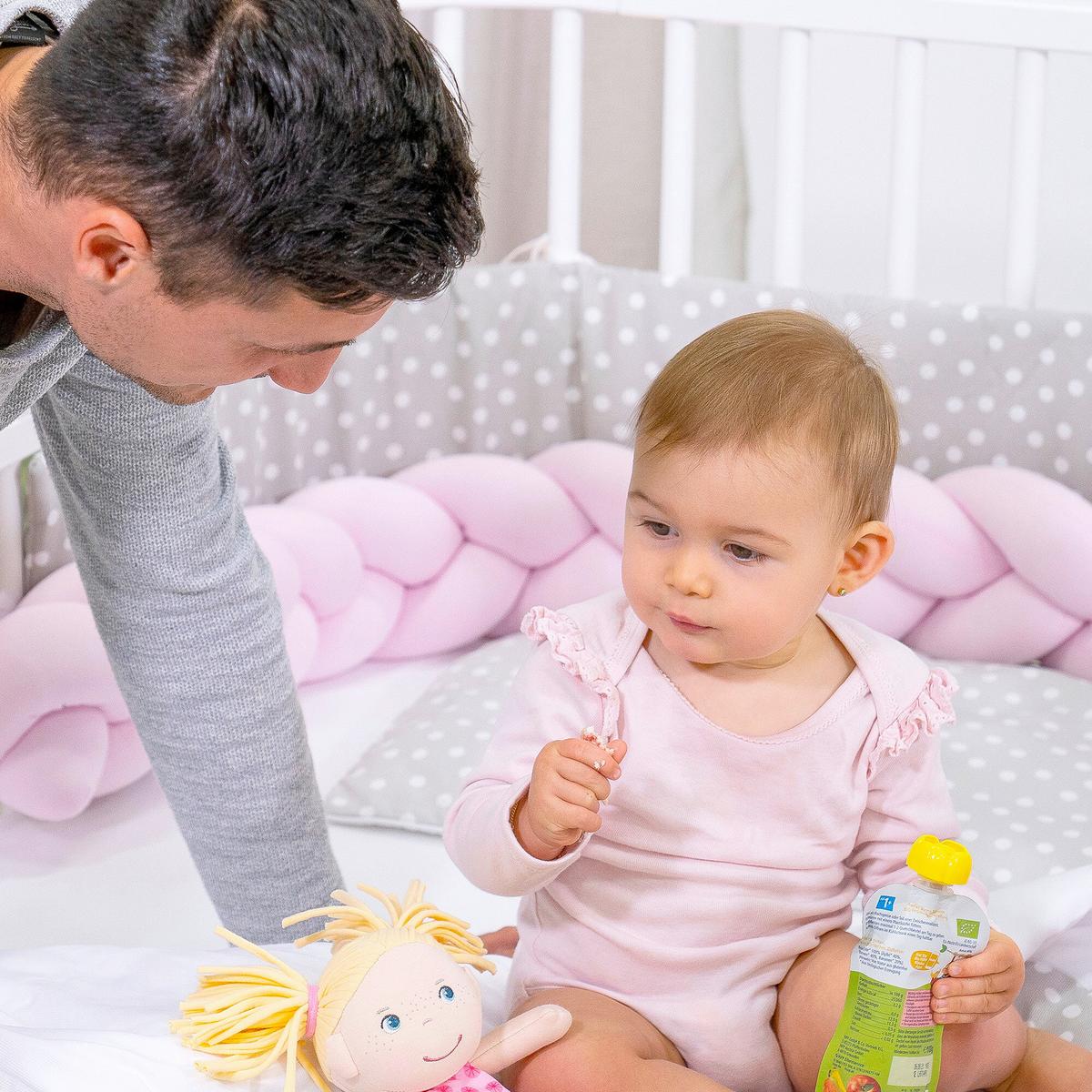 OCHRANIACZ DO ŁÓŻECZKA GEFLOCHTEN - beżowy, Basics, tkanina (180/9/9cm) - Babybay