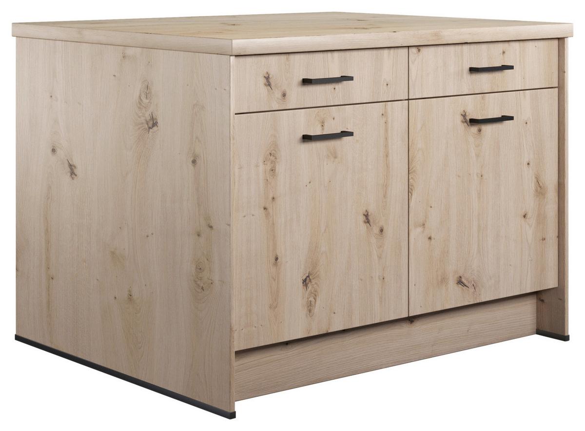 Kücheninsel IP2200 o. Geräte Eichefarben - Eichefarben/Schwarz, Basics, Holzwerkstoff/Metall (123,4/91,8/96,6cm) - Impuls