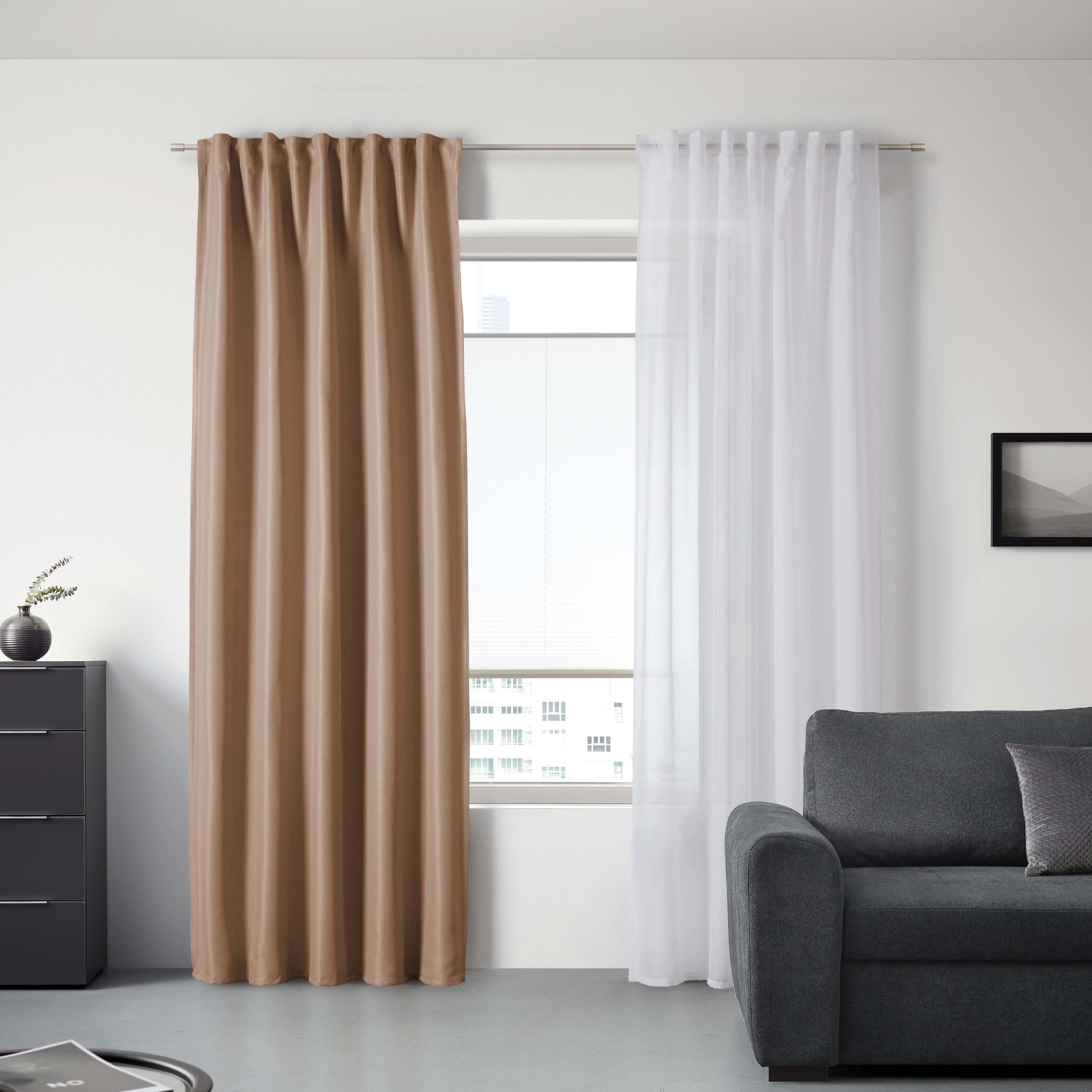 Zatemnitvena Zavesa Roman - bež, Moderno, tekstil (135/255cm) - Premium Living