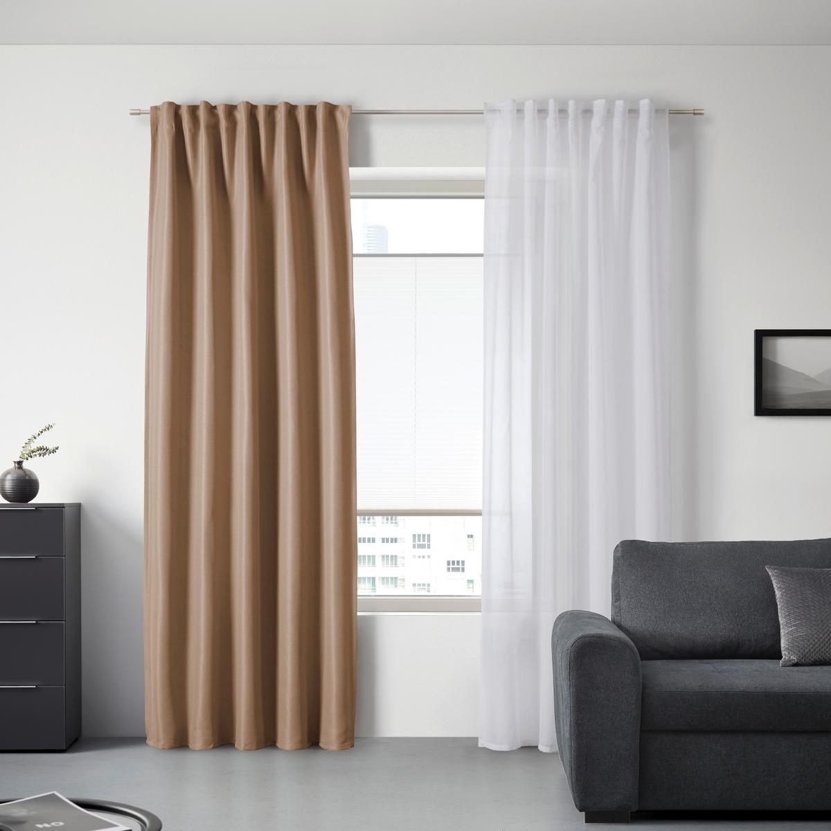 Verdunkelungsvorhang Roman in Beige ca. 135x255cm - Beige, Modern, Textil (135/255cm) - Premium Living