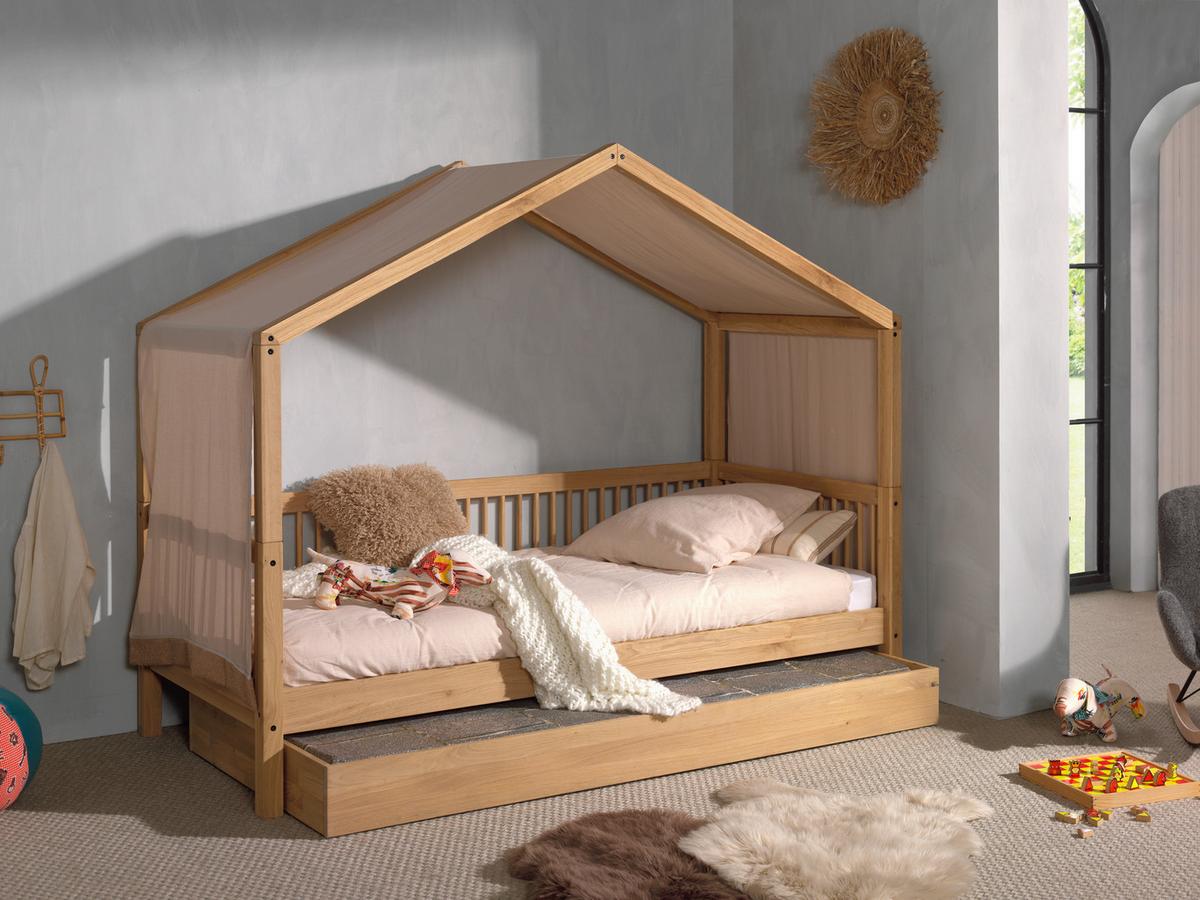 Hausbeett FORREST Naturfarben ca.90x200cm Echtholz, Bettlade - Eichefarben/Naturfarben, MODERN, Holz/Holzwerkstoff (90/200cm) - Vipack