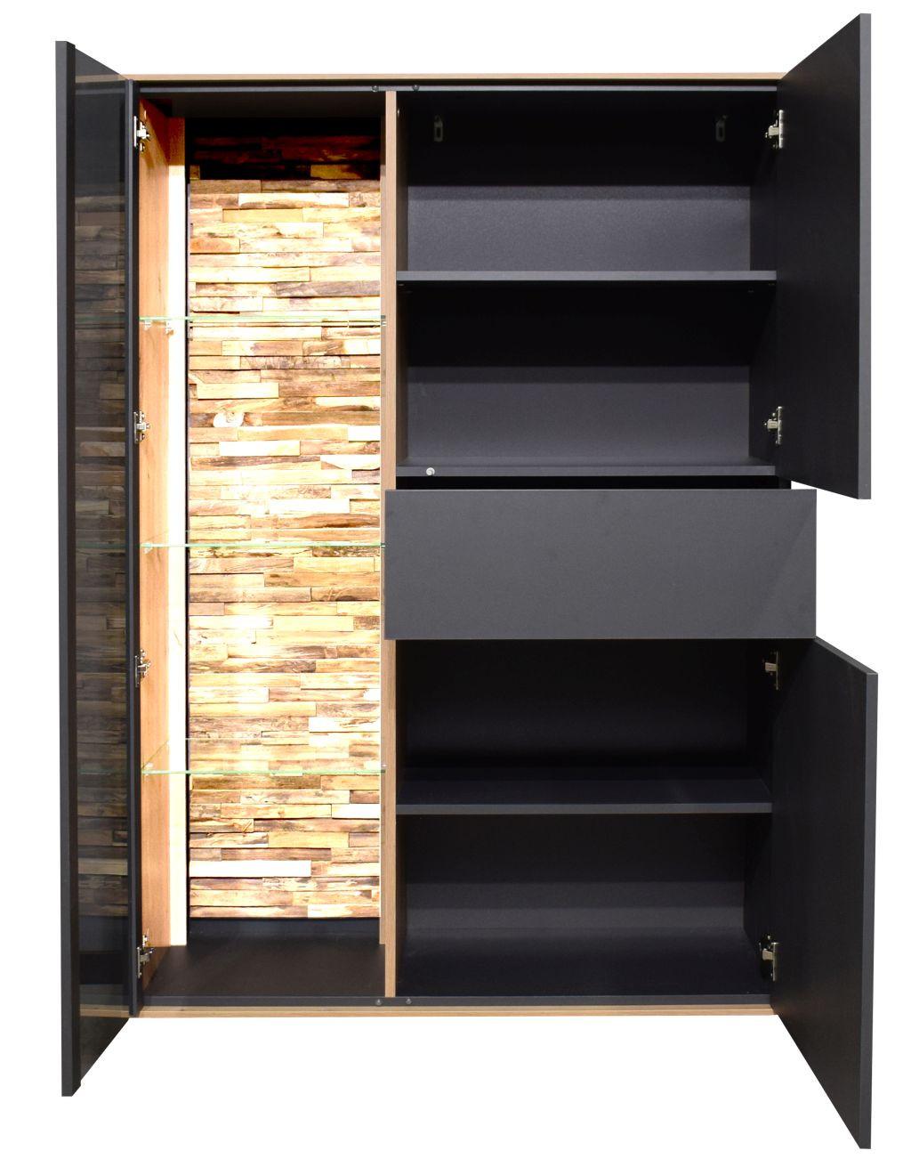 Comodă înaltă COMO - stejar Artisan/antracit, Modern, material pe bază de lemn (101/147/42cm) - Premium Living