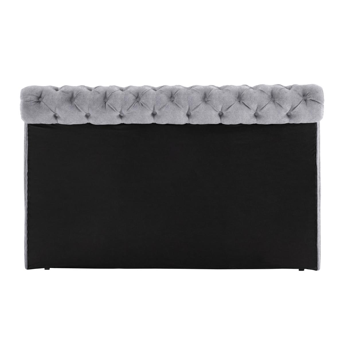 Boxspringbett Queen in Hellgrau ca. 160x200cm - Chromfarben/Goldfarben, Konventionell, Textil (160/200cm) - Premium Living