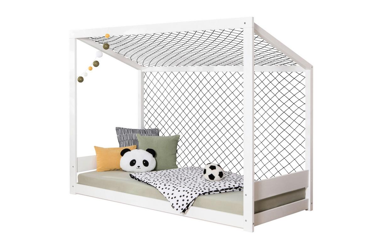 Bodenbett Fußball Holz ca. 90x200 cm Weiß - Naturfarben/Weiß, MODERN, Holz/Textil (90/200cm) - MID.YOU