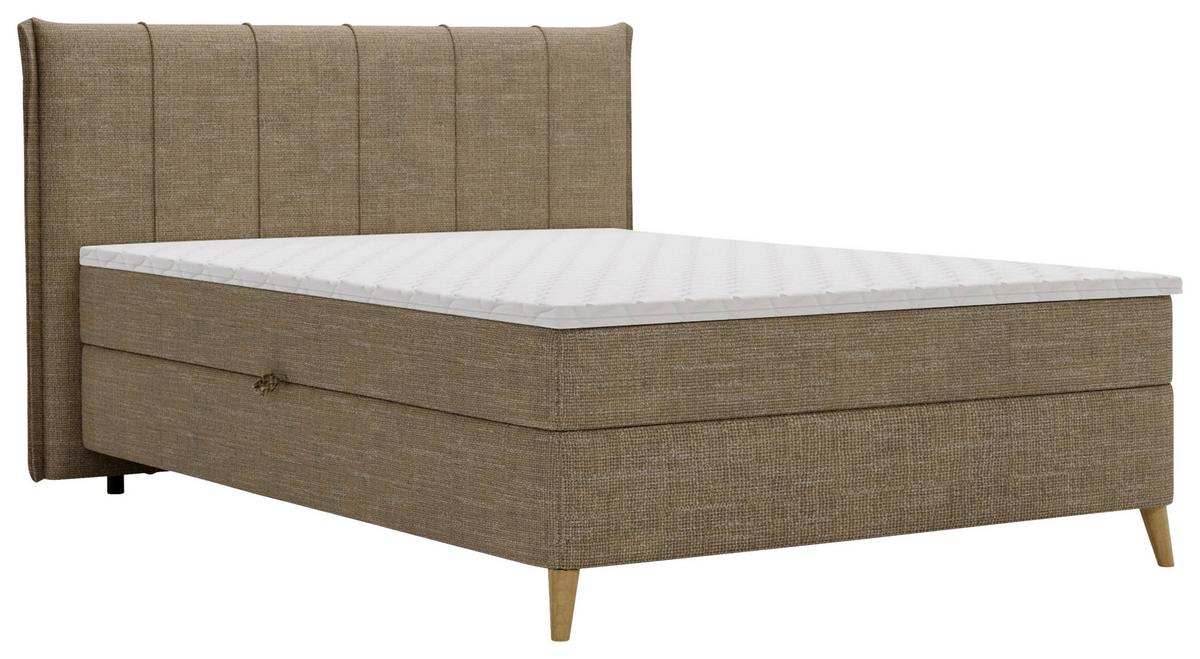 Boxbett Veloria Braun ca. 140x200cm - Beige/Schwarz, KONVENTIONELL, Textil/Metall (140/200cm) - Based