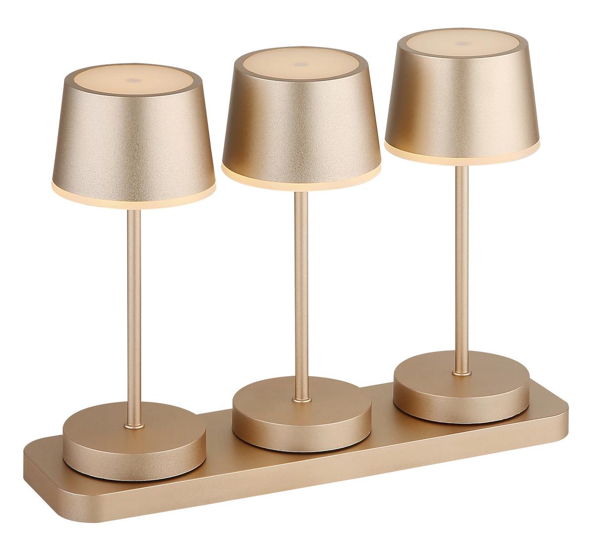 Akku-Tischleuchte Dawson Opal/Champagner - Champagner/Opal, Design, Kunststoff/Metall (8,3/8,3/20cm) - Globo