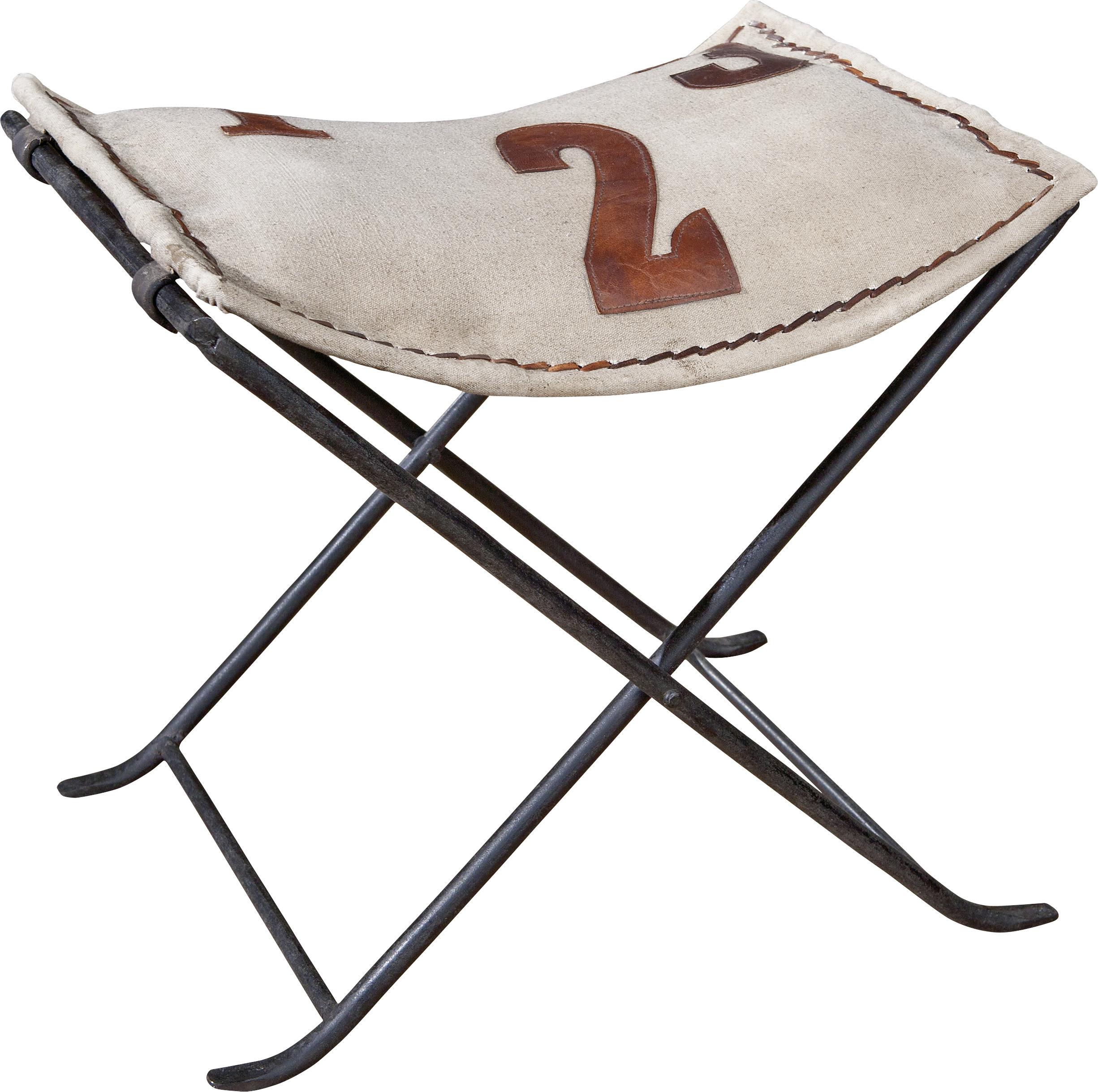 Klapphocker in Braun - Beige/Schwarz, LIFESTYLE, Leder/Textil (50/47/40cm) - MID.YOU