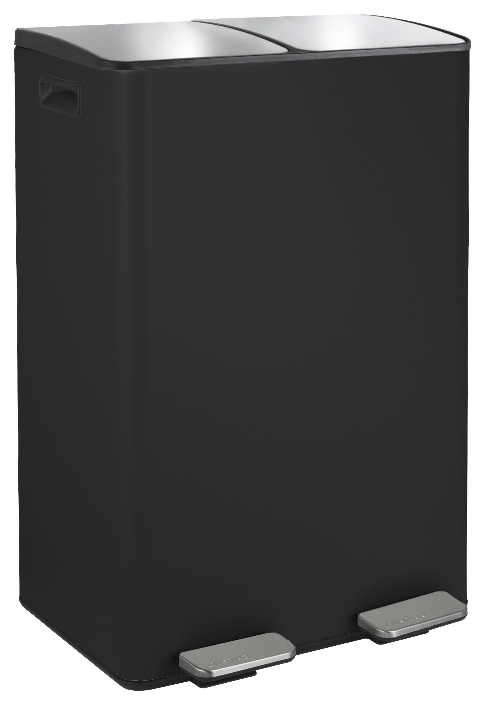 Abfalleimer Aliya Matt-Black - Schwarz, Basics, Kunststoff/Metall (45/30/71cm) - Spirella