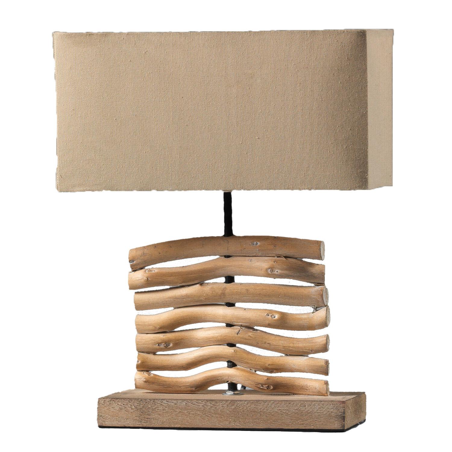 Nachttischleuchte Marica Hellbraun max. 22 Watt - Hellbraun, Natur, Holz/Textil (24/12/38cm)