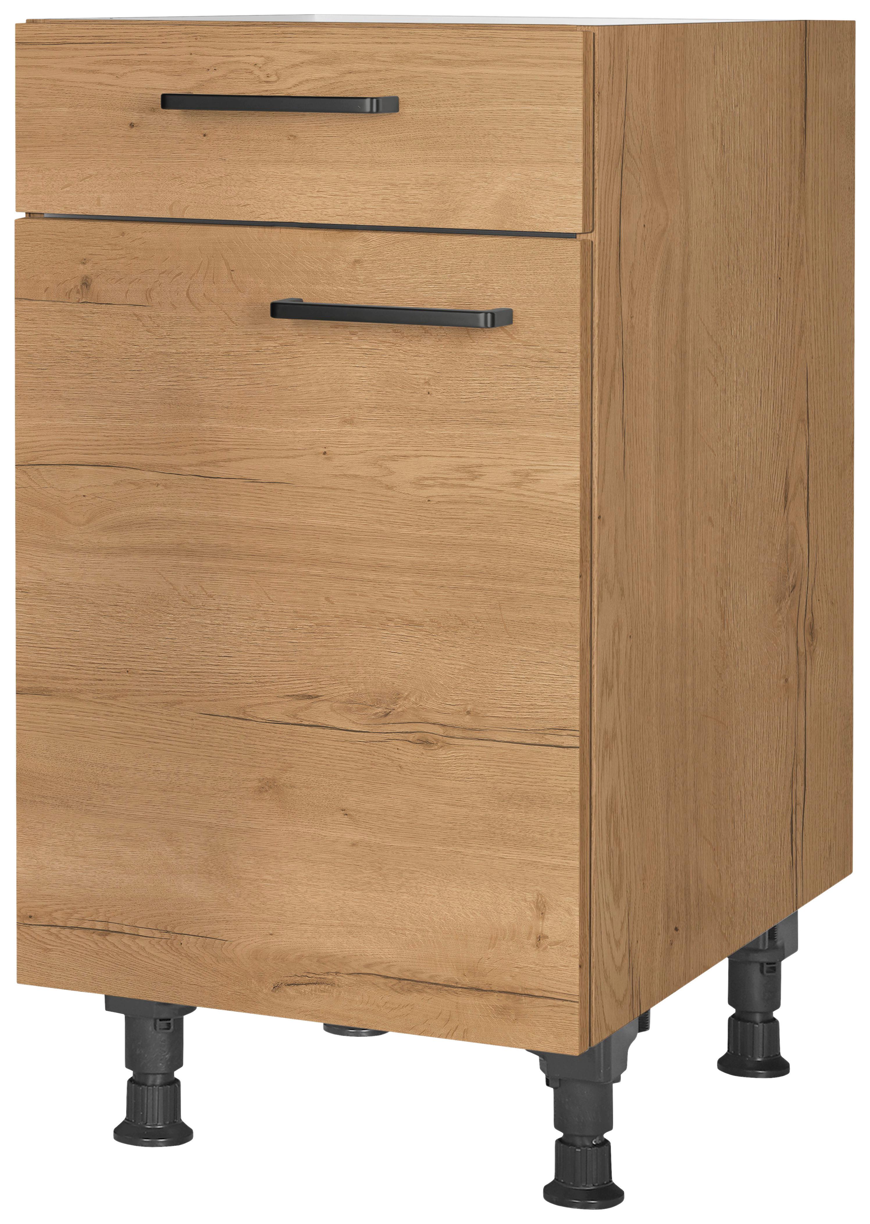 Schubkastenunterschrank Structura Eiche - Eichefarben/Schwarz, MODERN, Holzwerkstoff/Metall (45/87/56cm) - Nobilia