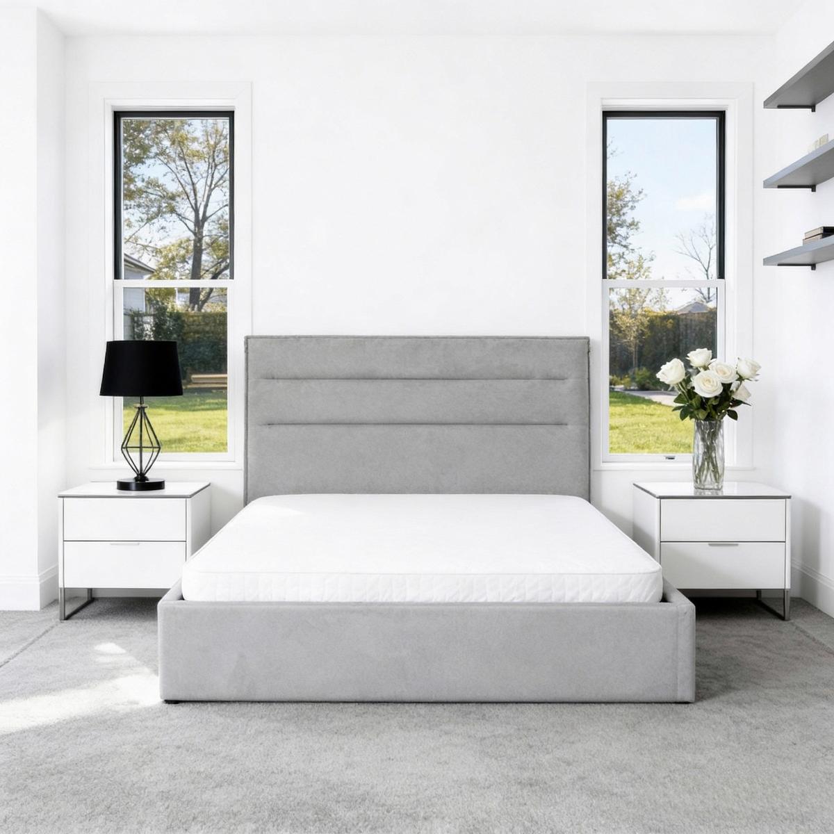 Polsterbett Sienna Hellgrau ca. 120x200cm - Hellgrau/Schwarz, LIFESTYLE, Holz/Kunststoff (120/200cm) - Based