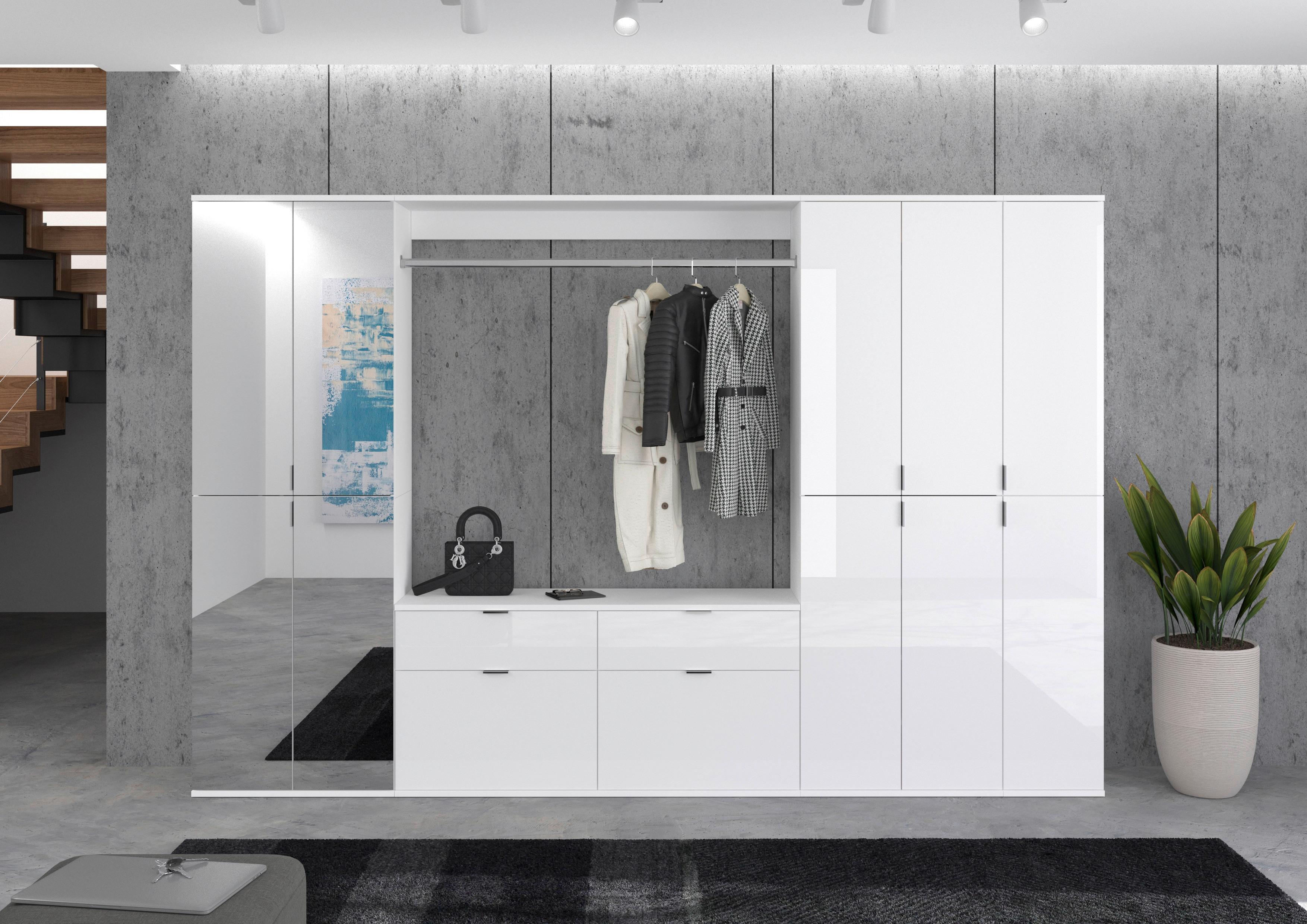 Garderobe Projekt X 2-tlg. ca. 120 cm Weiß - Weiß, MODERN (120/173,8-11,4/37cm) - MID.YOU