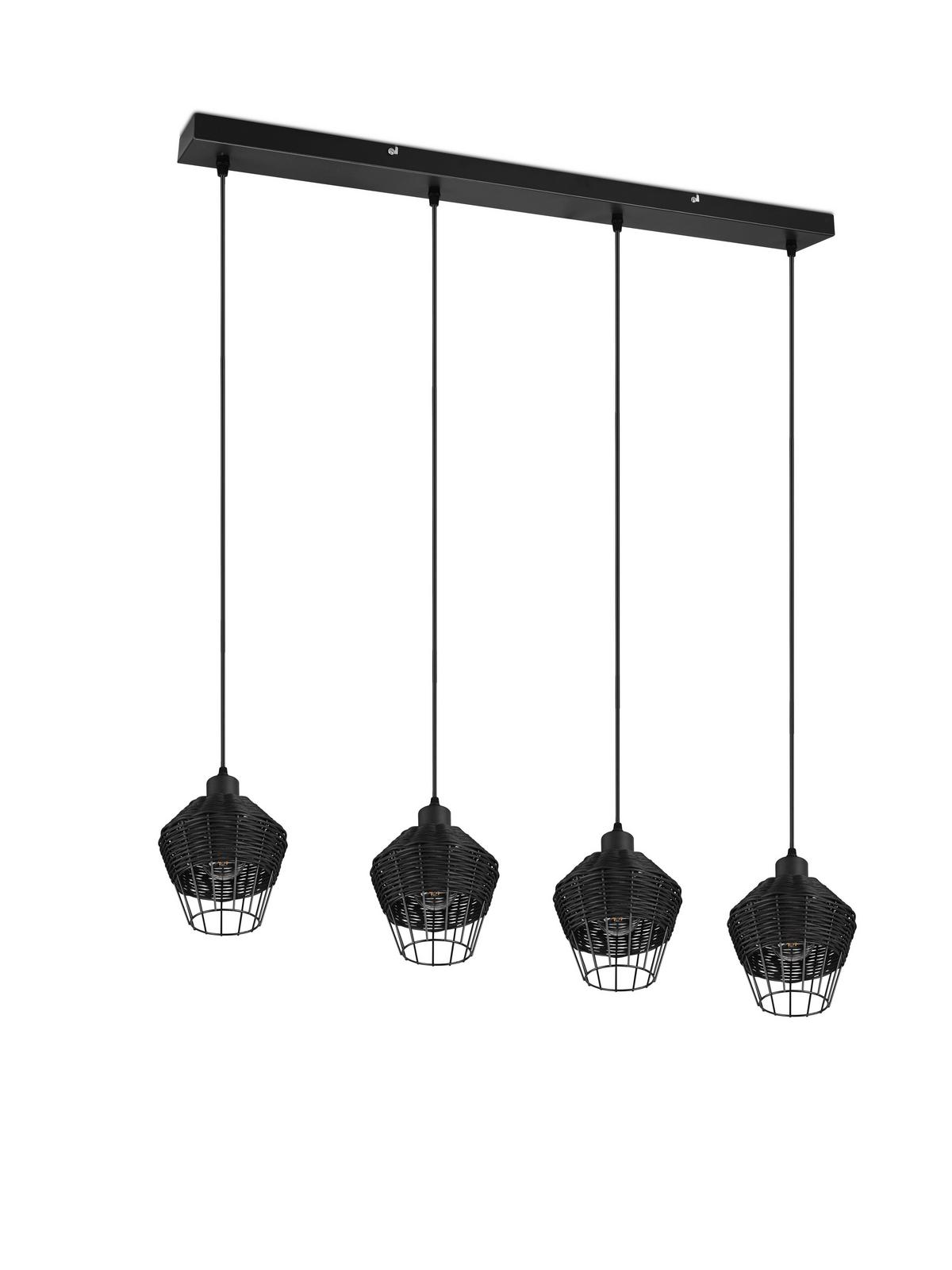Pendelleuchte Borka Schwarz max. 40 Watt - Schwarz, ROMANTIK / LANDHAUS, Holz/Metall (95/150/17,5cm)