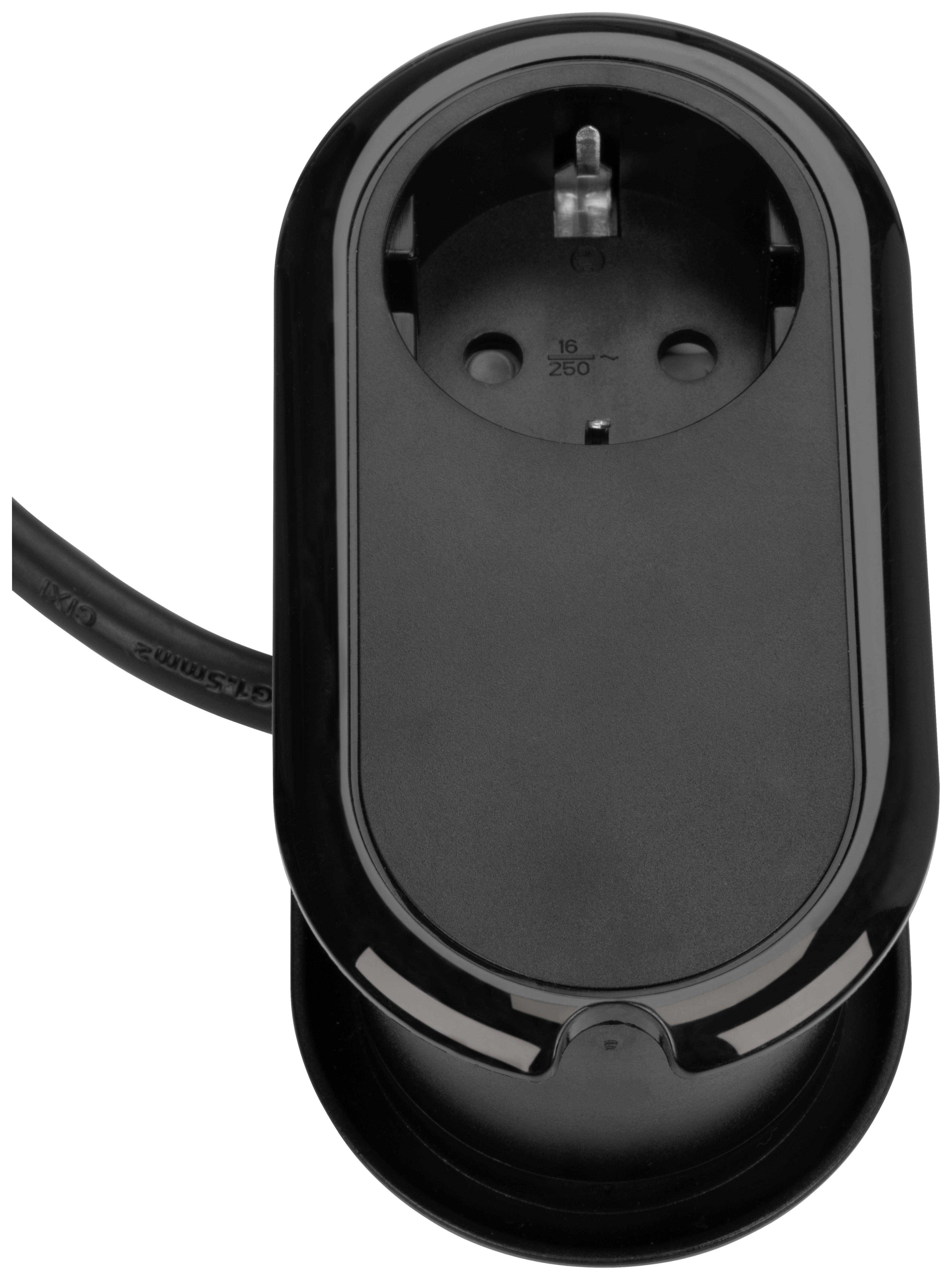 Multistecker Oku Schwarz max. 3680 Watt - Schwarz, KONVENTIONELL, Kunststoff/Metall (11,4/6,1/5cm) - Mömax