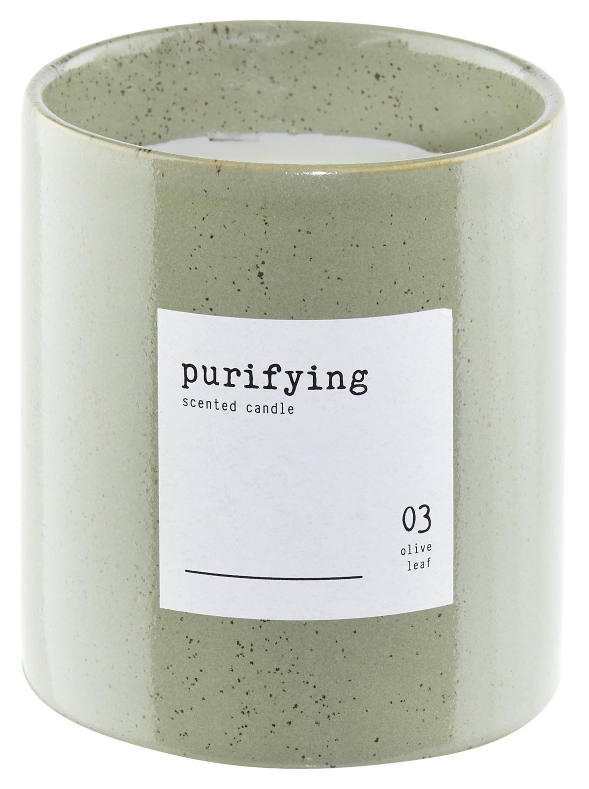Gyertya Edényben Olive - barna/fehér, kerámia (9/10cm) - Modern Living