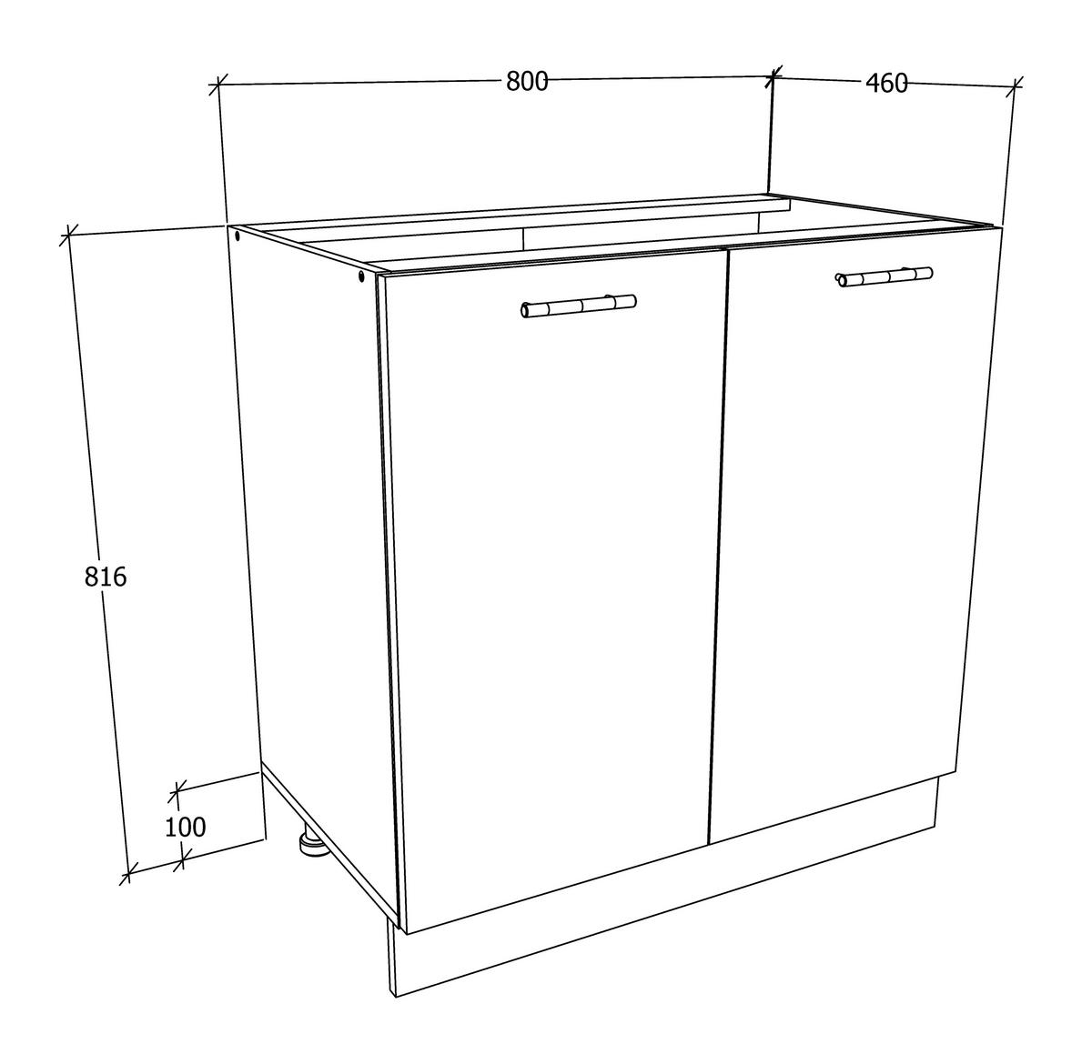 Kuhinjska Spodnja Omarica Esilo, Siva, Bela - bela/barve aluminija, Konvencionalno, kovina/leseni material (80/82/46cm) - MID.YOU