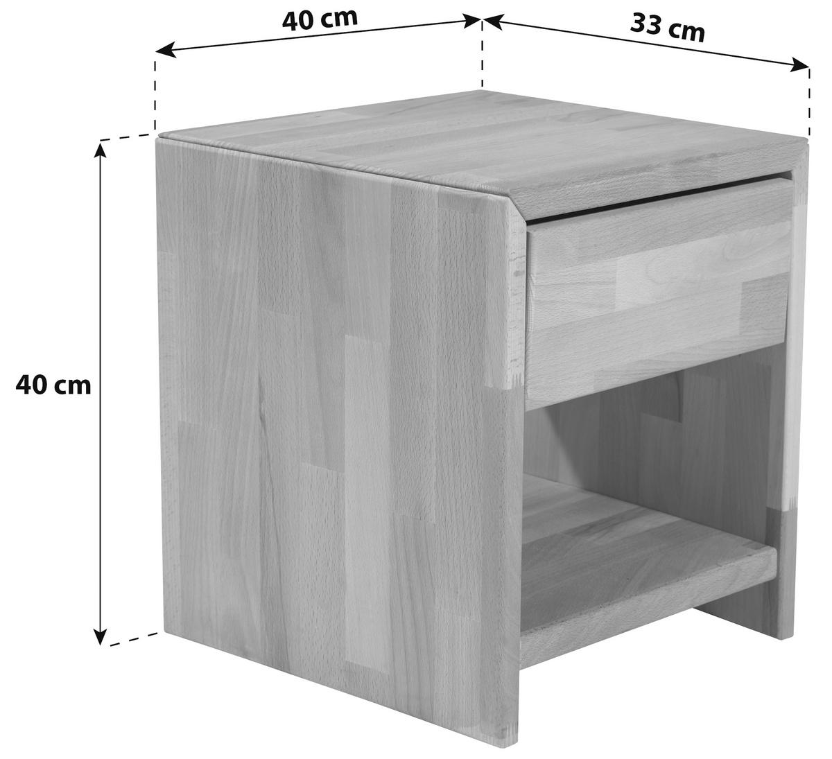 Noćni Ormarić Julia - jezgra bukve, Konvencionalno, drvo (40/40/33cm)