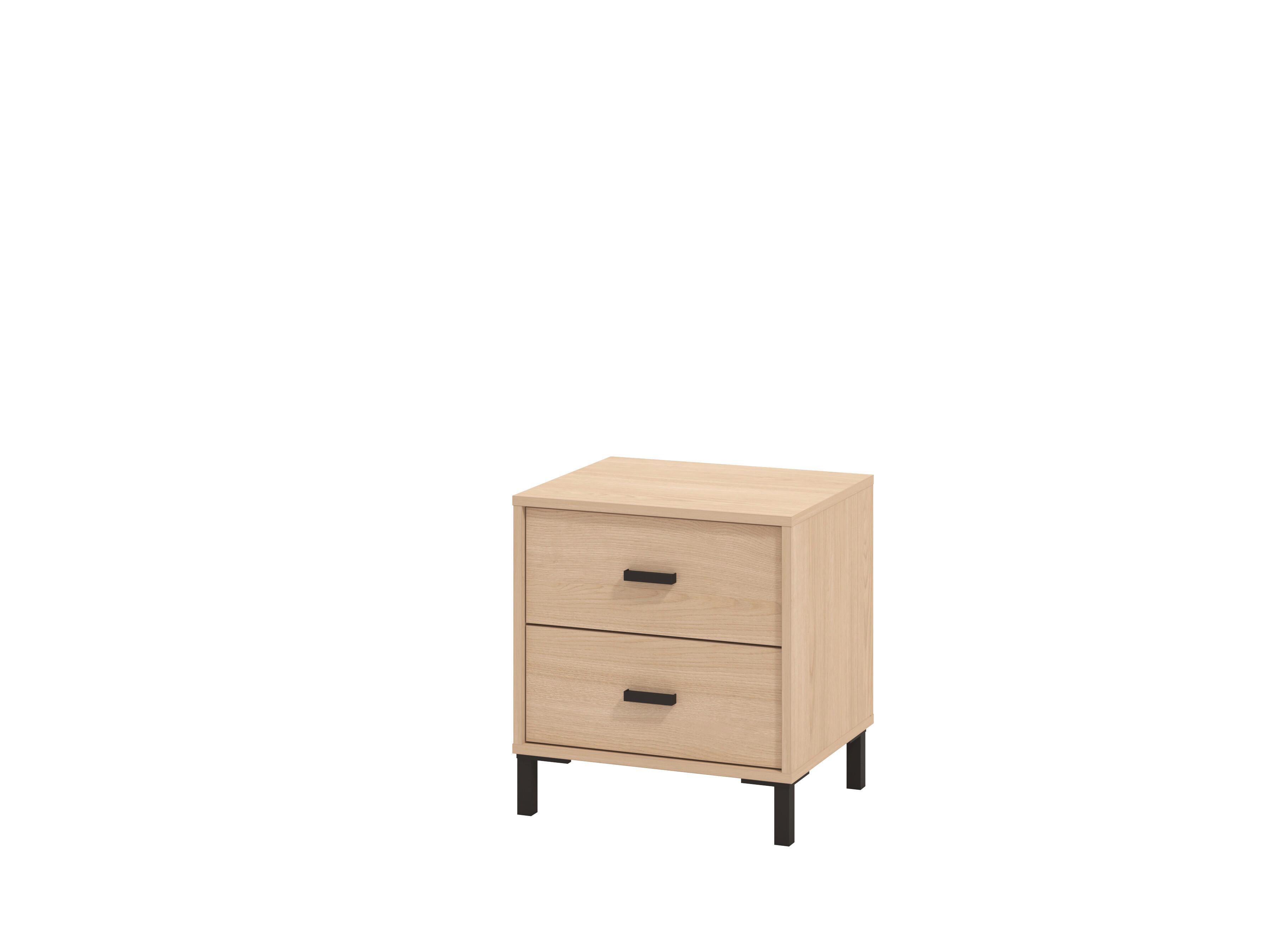 Éjjeliszekrény Arbela - fekete/tölgyfa, Modern, műanyag/faalapú anyag (48/52/40cm)