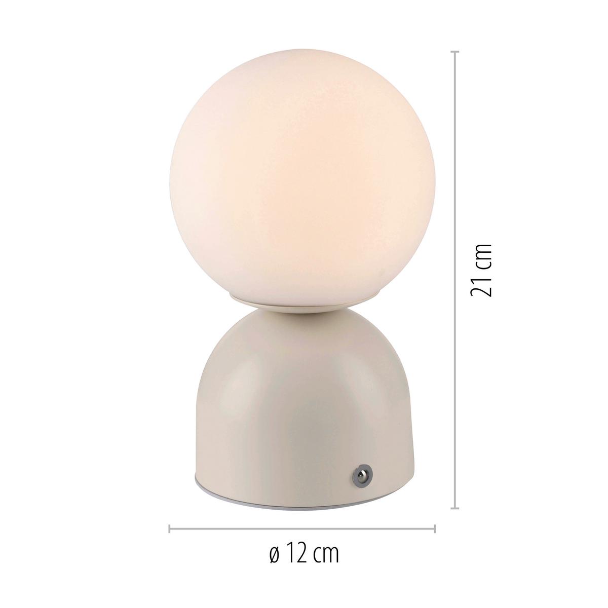 LAMPA STOŁOWA Z AKUMULATOREM 19218-39 RUDI - kolor piaskowy, Design, tworzywo sztuczne/metal (12/12/20cm) - Schöner Wohnen