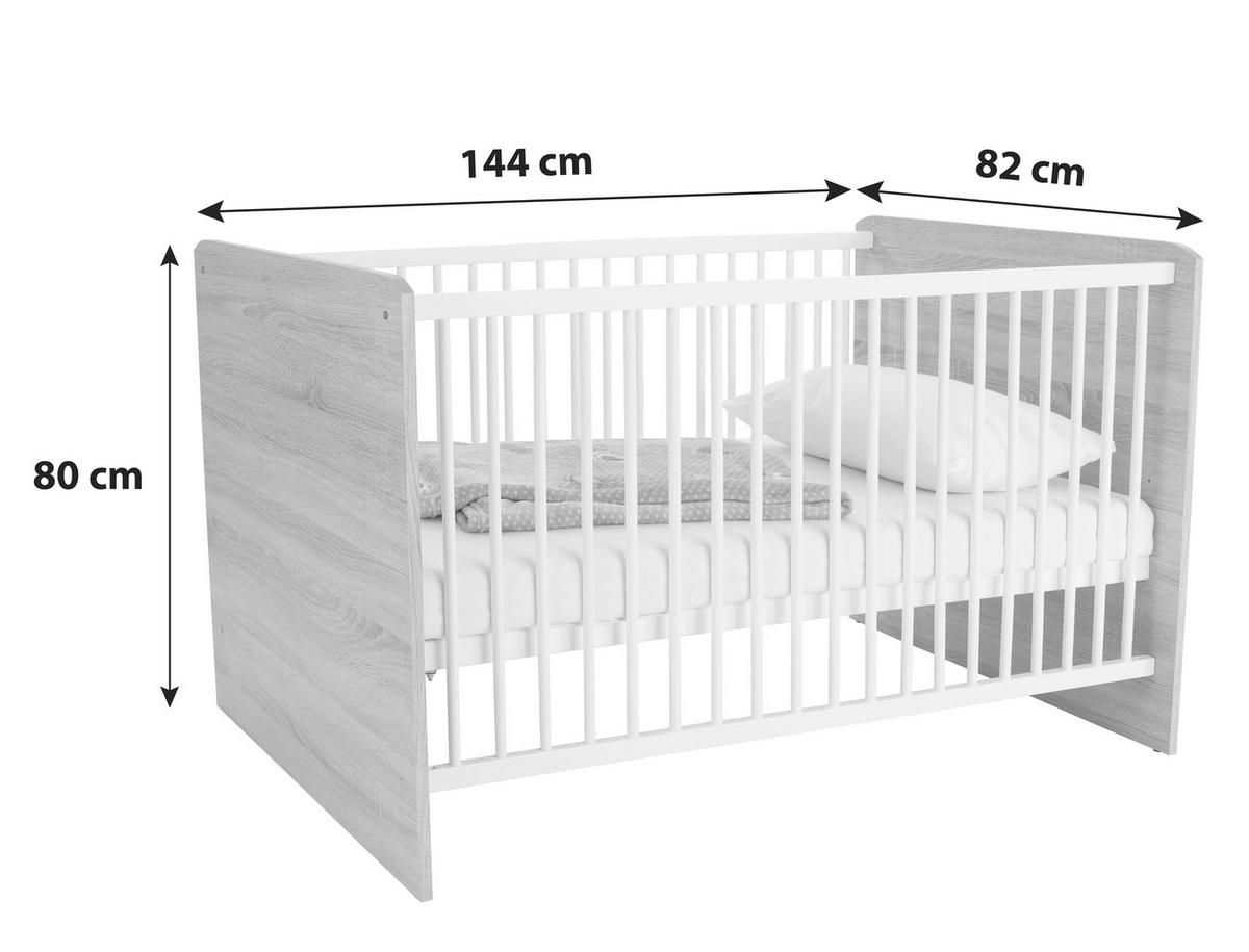 Gitterbett Wiki ca. 70x140 cm Weiß/Eiche - Weiß/Sonoma Eiche, KONVENTIONELL, Holzwerkstoff (144/82cm) - MID.YOU
