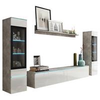 Regal Za Dnevni Boravak Vera - siva/bijela visoki sjaj, Lifestyle, staklo/drvni materijal (240/130/33cm) - P & B