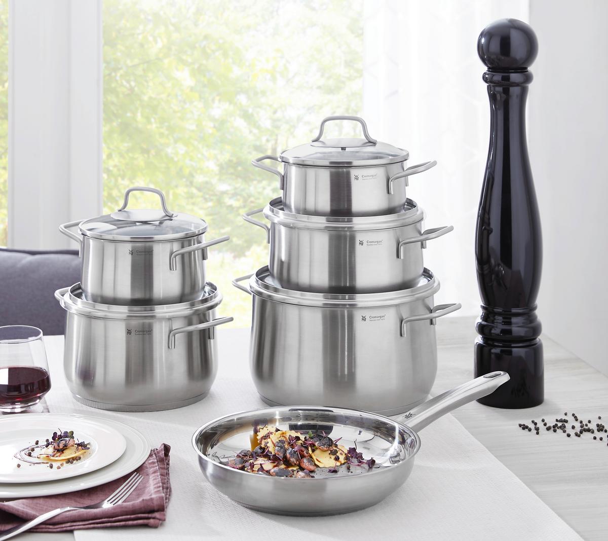 ZESTAW GARNKÓW 0739166030 WMF - kolor stalowy/przejrzysty, Basics, metal/szkło - WMF