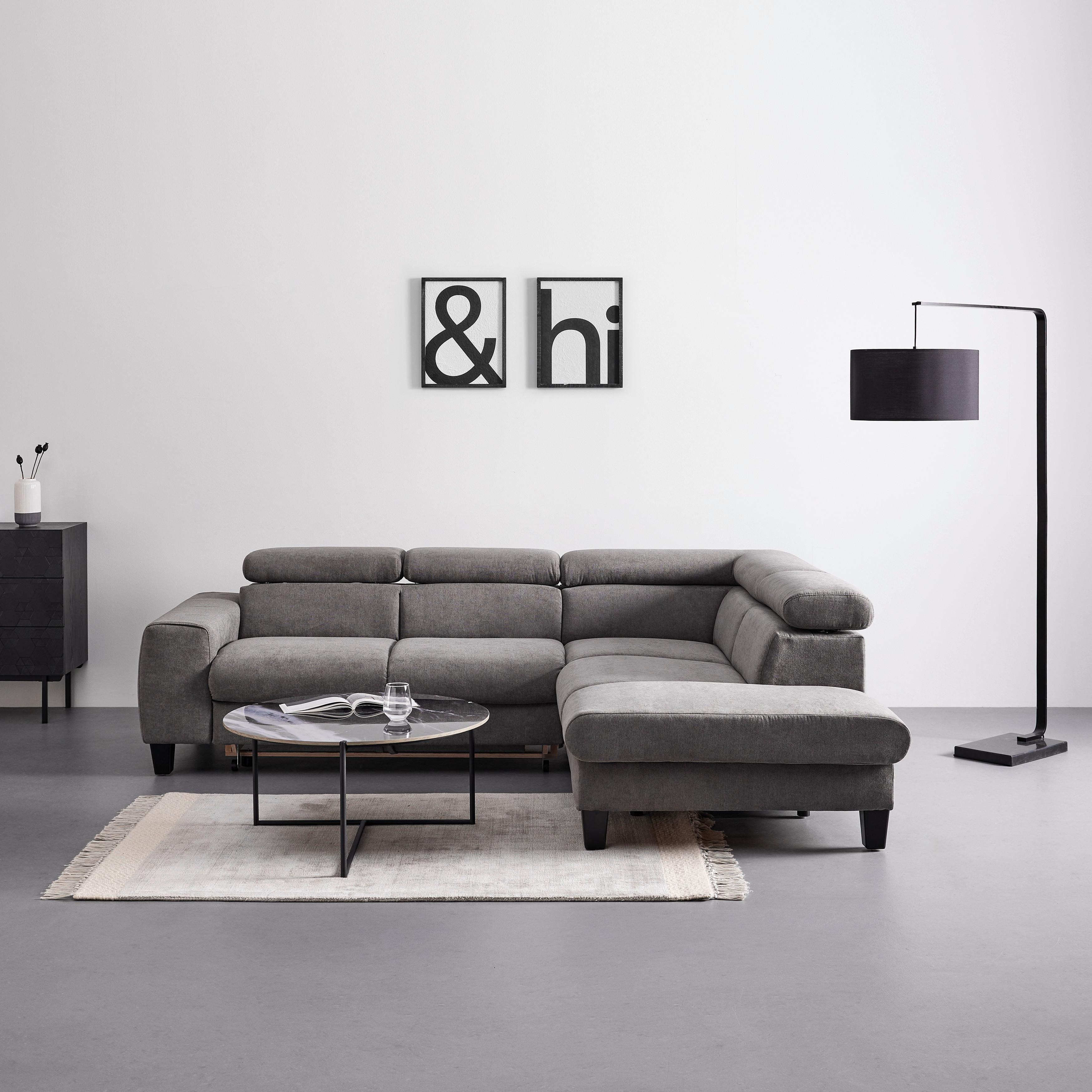 Wohnlandschaft Malibu Dunkelgrau mit Schlaffunktion - Dunkelgrau, MODERN, Holz/Textil (249/72/207cm) - Bessagi Home