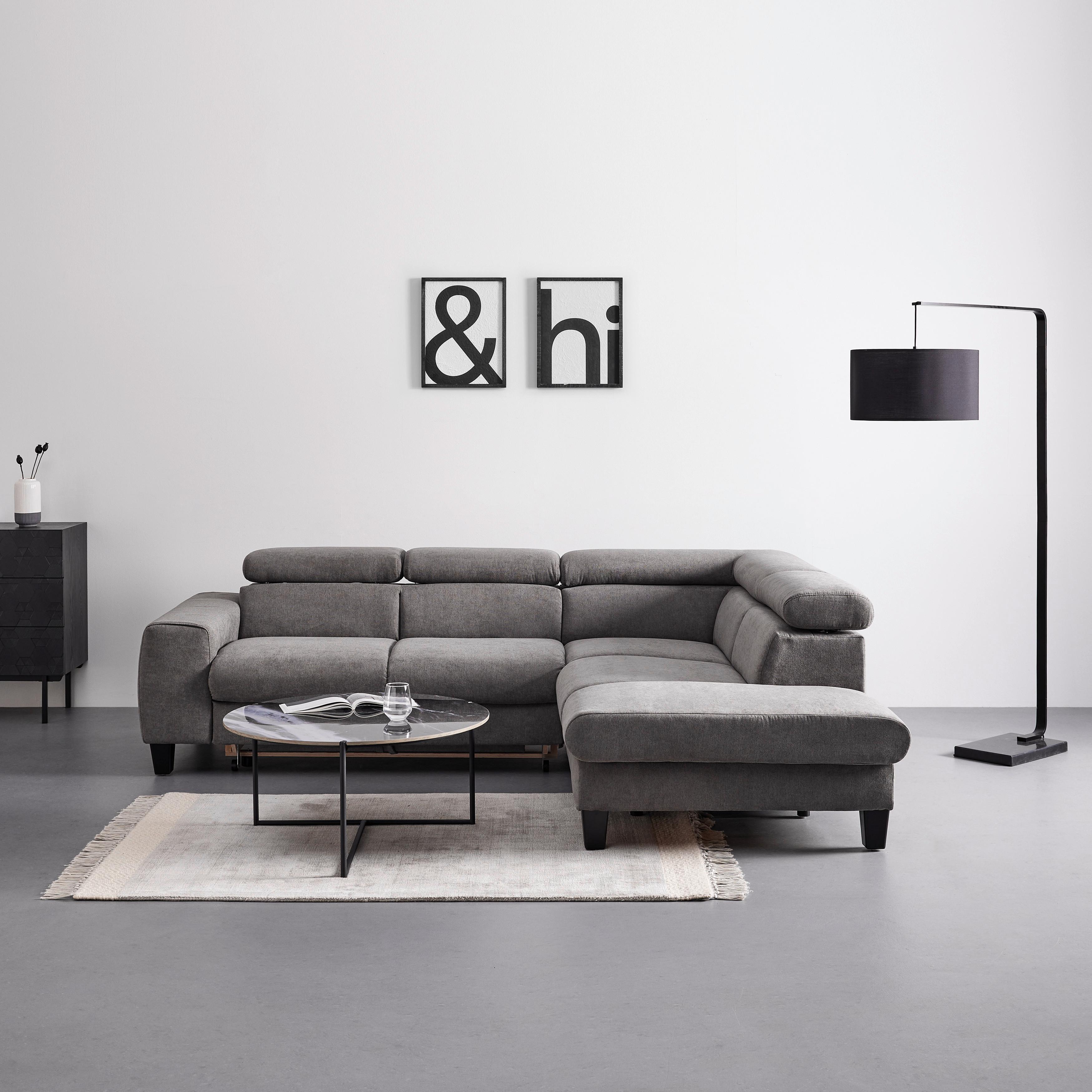 Sedežna Garnitura Malibu, Z Ležiščem - temno siva, Moderno, tekstil/les (249/72/207cm) - Bessagi Home
