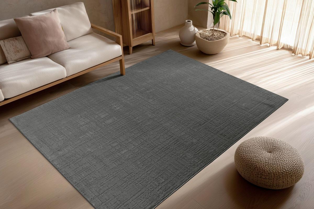 Flachwebeteppich Bandito 125 Grau 200x290 - Dunkelgrau, Basics, Textil (200/290cm) - Kayoom