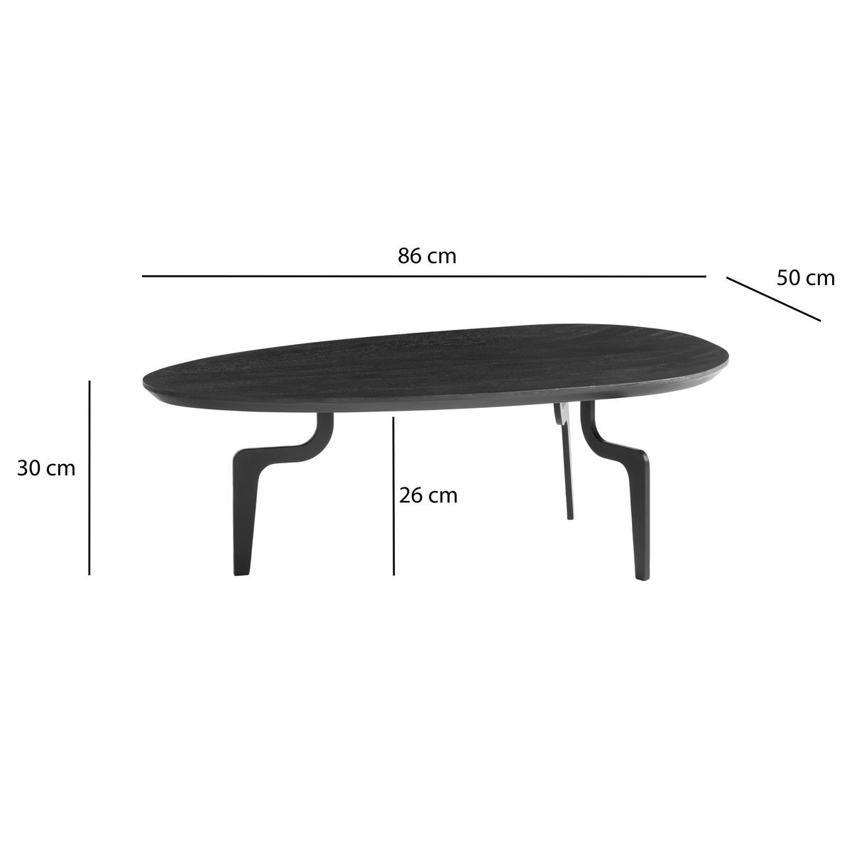 COUCHTISCH WL7.126 - Schwarz, Design, Holz/Metall (86/50/30cm) - Livetastic