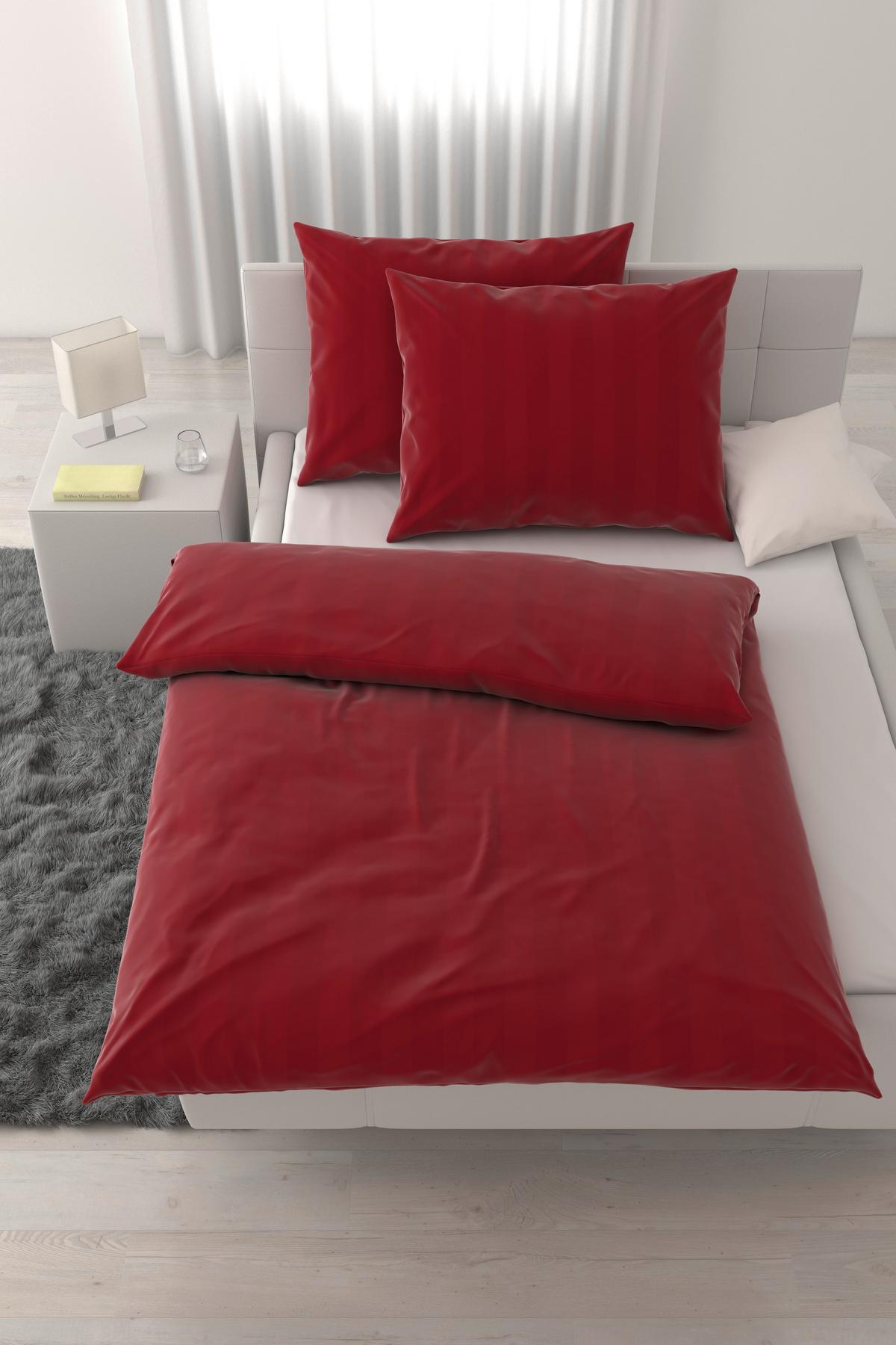 Posteljnina Xenia Streif Xxl, Rdeča, 2x60/80, 200/200 - rdeča, Moderno, tekstil (200/200cm) - Premium Living