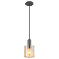 Hängeleuchte Tulivar Bernsteinfarben max. 40 Watt - Dunkelgrau/Bernsteinfarben, Design, Glas/Metall (18/120cm) - Globo