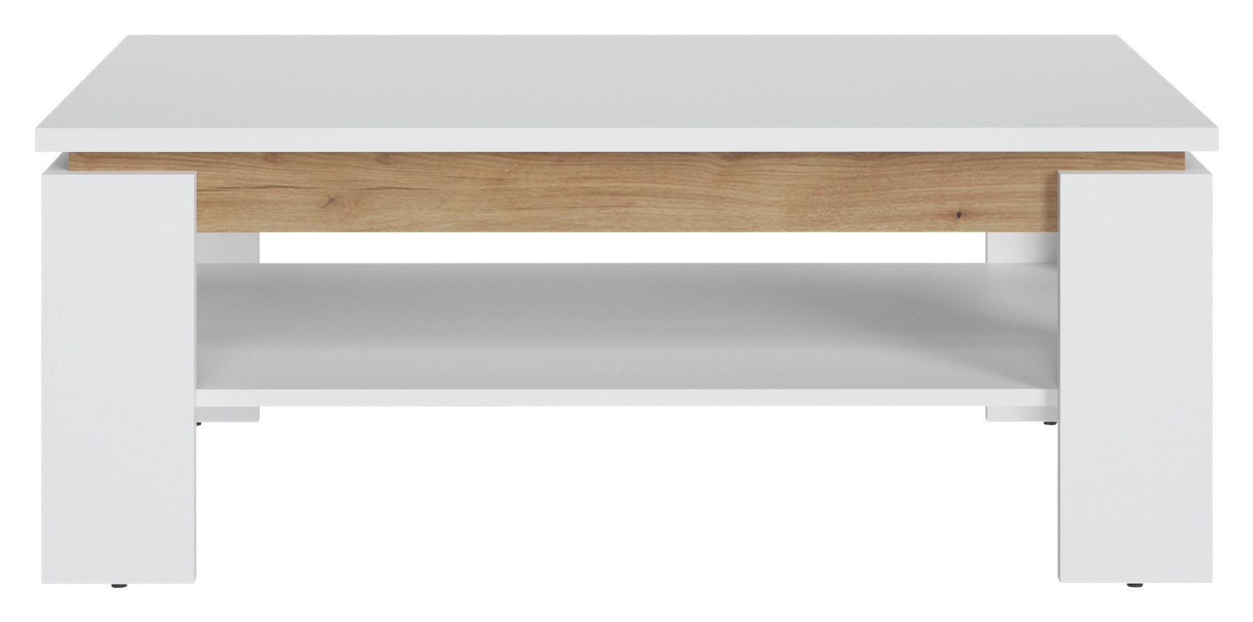 Măsuță de cafea CALABRIA - alb/culoare lemn stejar, Trend, material pe bază de lemn (110/43/67cm) - Modern Living