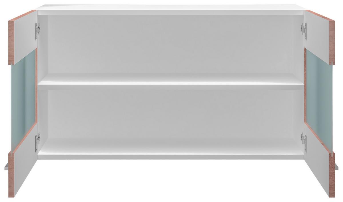 Kuhinjska Zgornja Omarica Samoa, Barva Hrasta - bela/barve aluminija, Konvencionalno, umetna masa/leseni material (100/54,8/32cm)
