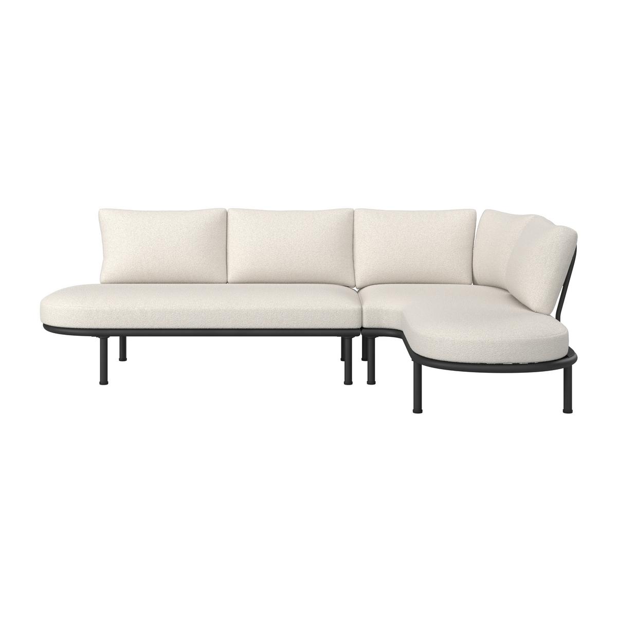 Loungegarnitur Charlotta Creme Metall/Outdoorstoff +Abdeckung - Creme/Schwarz, MODERN, Textil/Metall (242,5/78/75,5cm) - Bessagi Garden