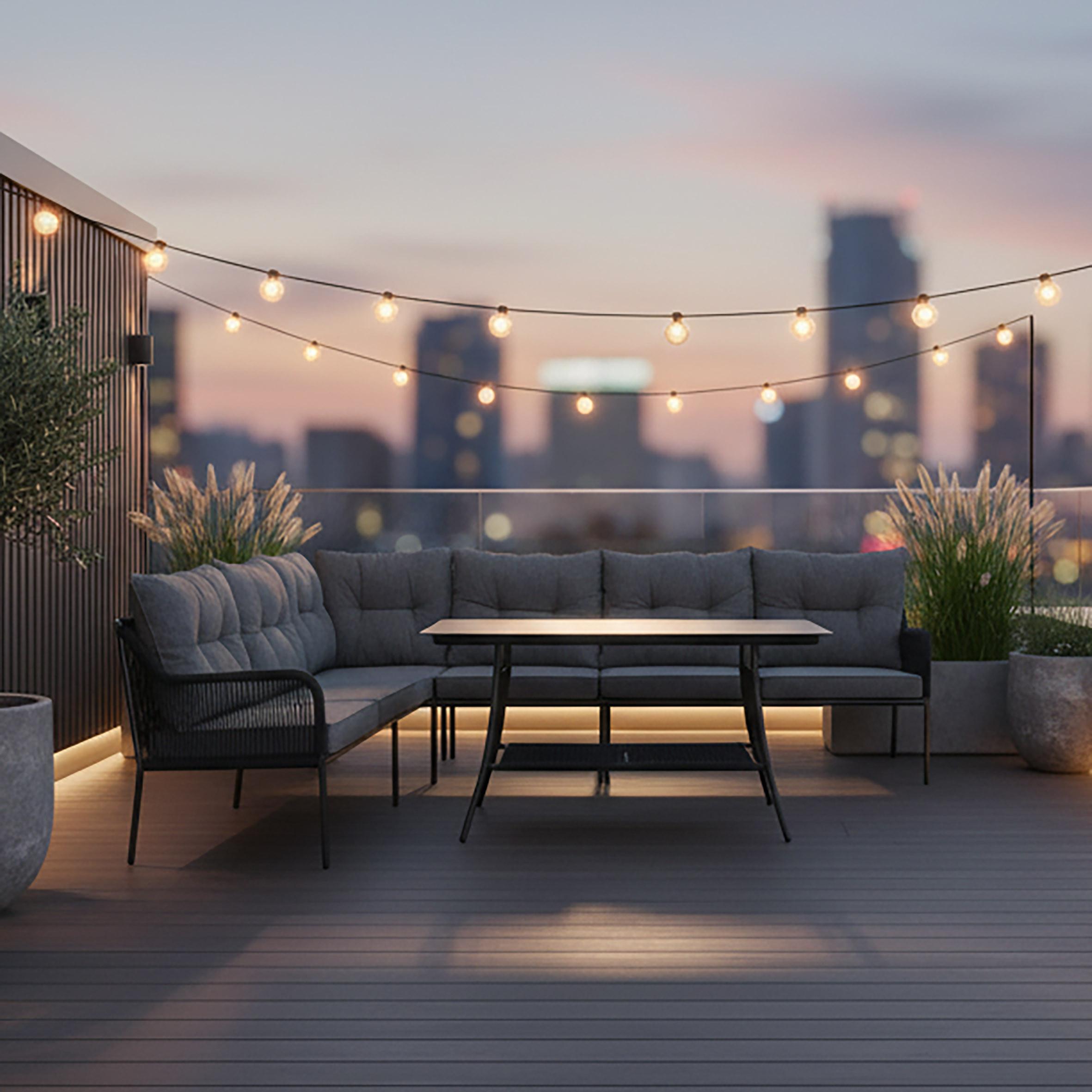 Dining-Loungeset Berlin ca. 173x196 cm Schwarz - Schwarz, KONVENTIONELL, Metall (173/196cm) - Gardenson