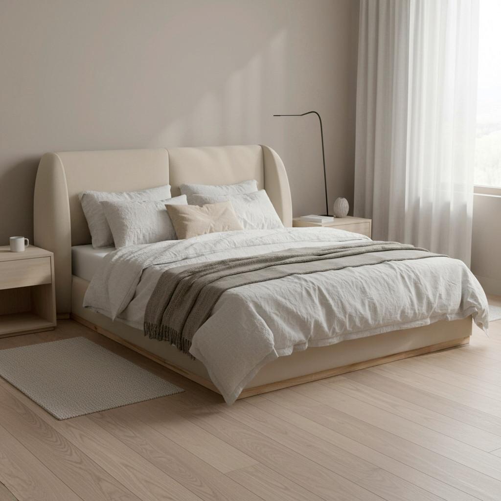 Polsterbett Frida Hellbeige ca. 180x200 cm - Beige/Schwarz, MODERN, Holz/Textil (180/200cm) - Bessagi Home