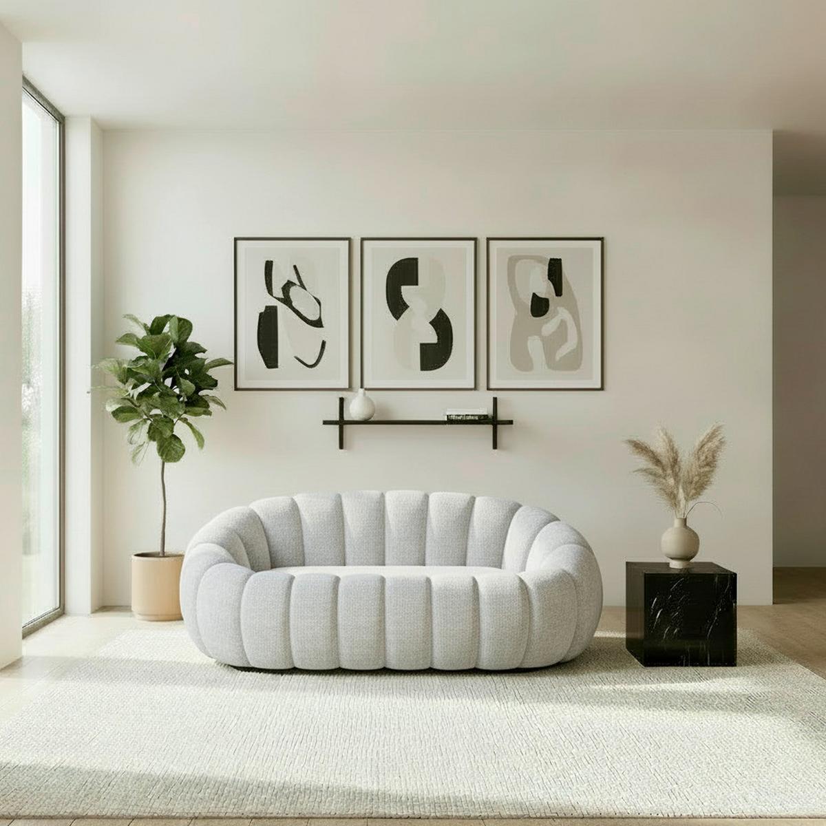 Sofa Lena Hellgrau Chenille - Greige, MODERN, Holz/Textil (148/62/92cm) - Bessagi Home