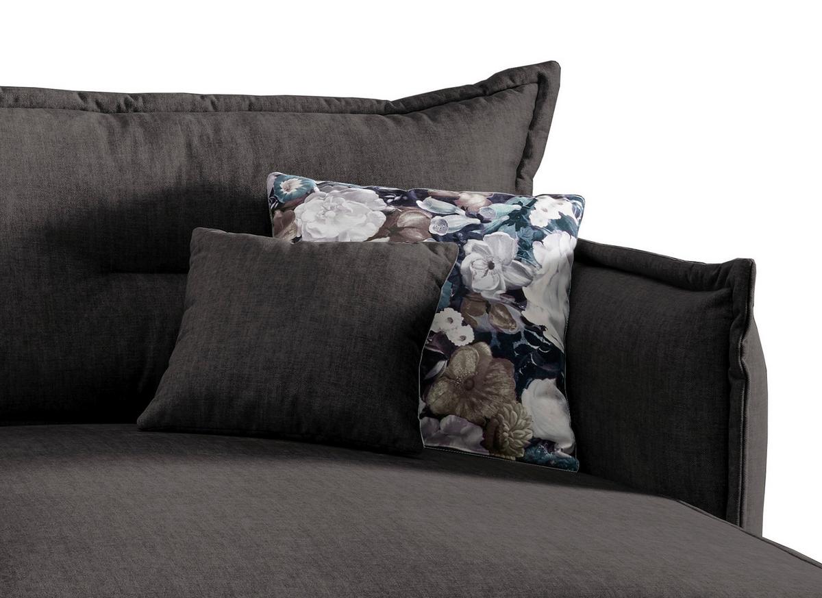 Wohnlandschaft Lava Anthrazit Velours - Türkis/Anthrazit, MODERN, Textil/Metall (255/180cm) - Livetastic