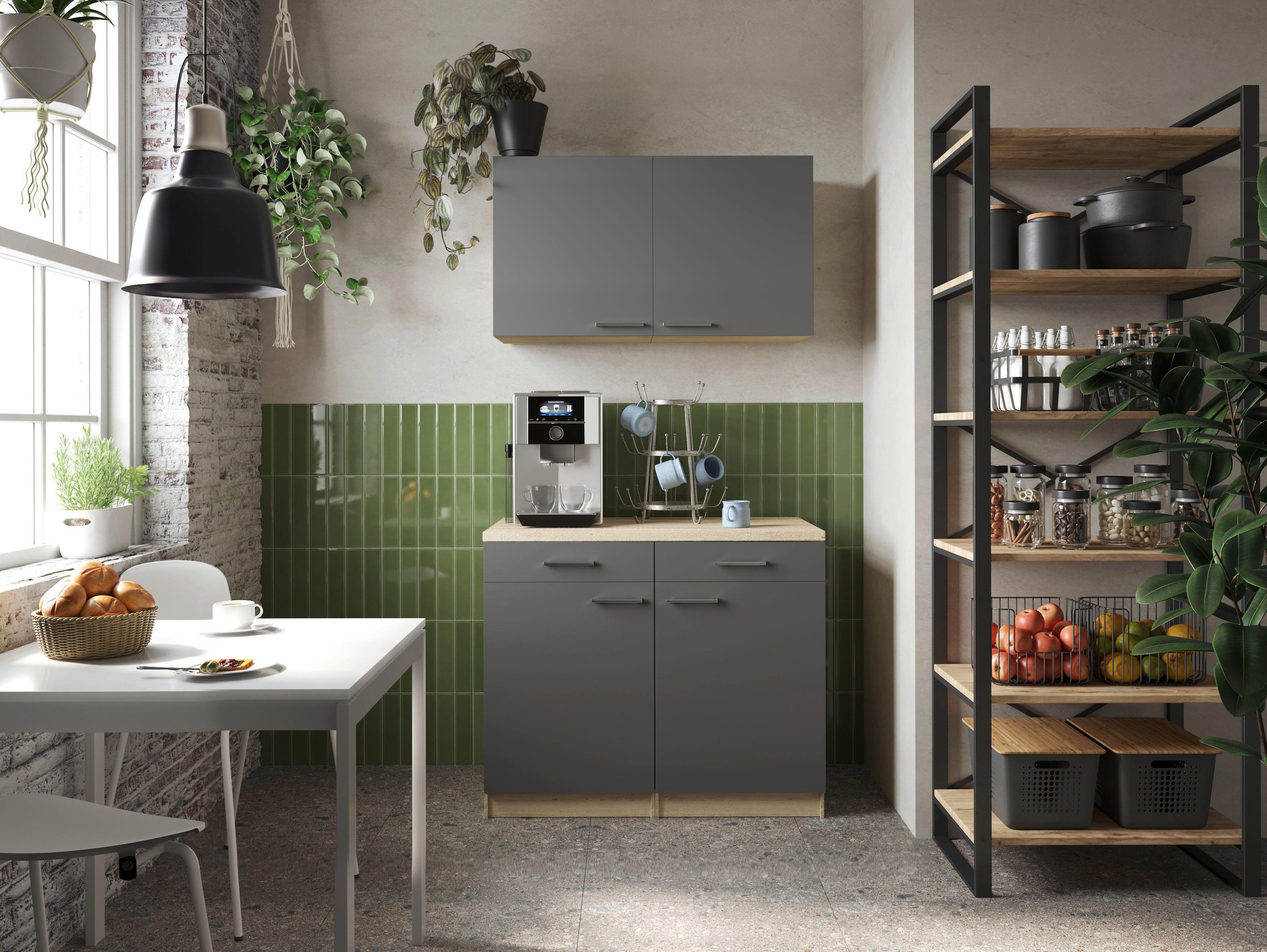 Bife Omara Merle, 100cm - srebrne barve/siva, Basics, kovina/leseni material (100/200/60cm) - Respekta